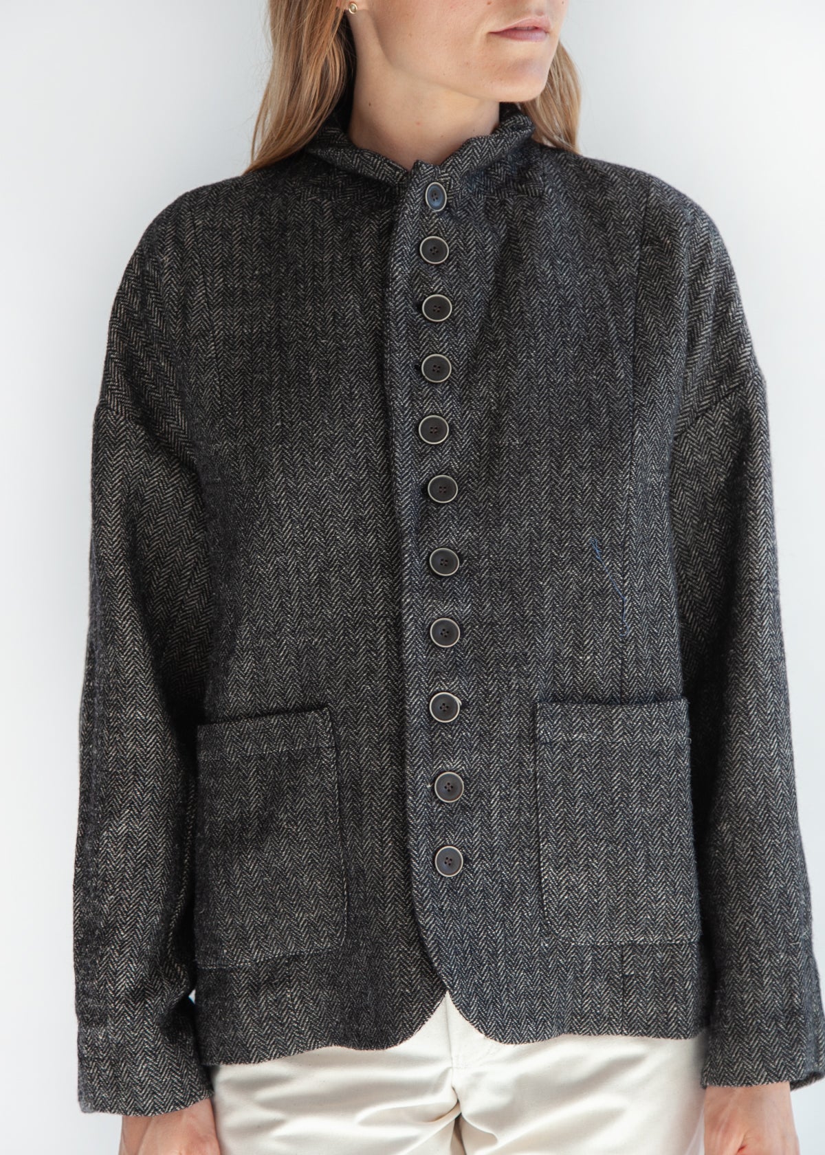 Ichi Antiquites Herringbone Jacket - Black