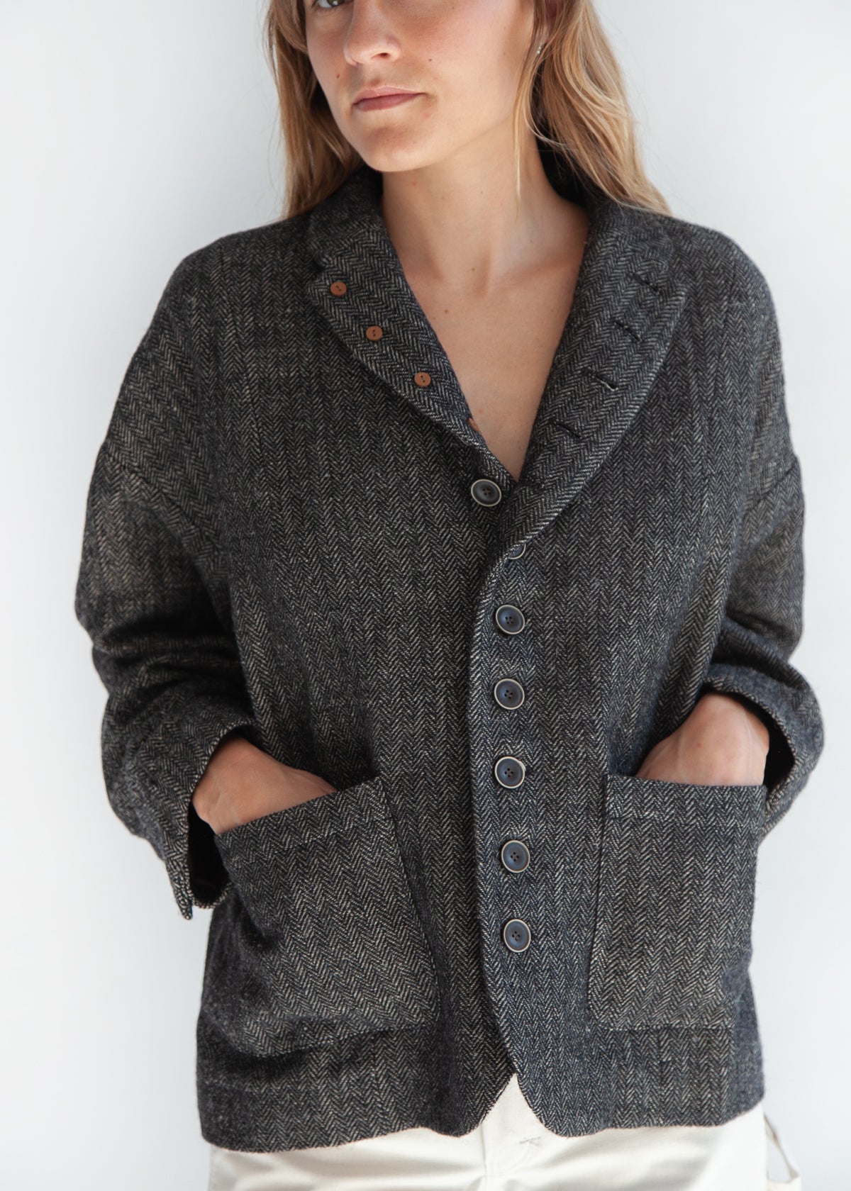 Ichi Antiquites Herringbone Jacket - Black