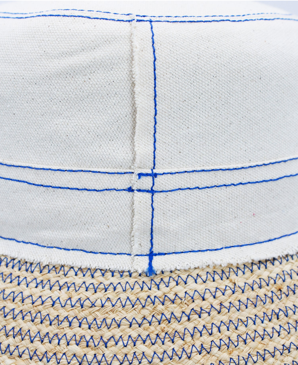 Lola Big Bread Basket Hat Natural/Cobalt