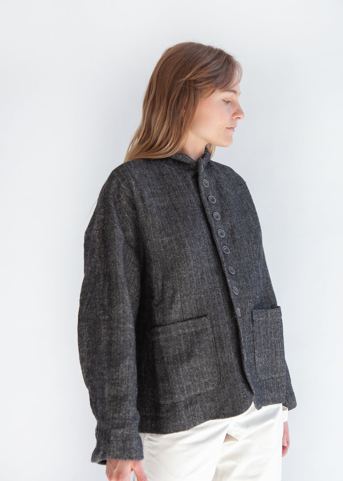 Ichi Antiquites Herringbone Jacket - Black