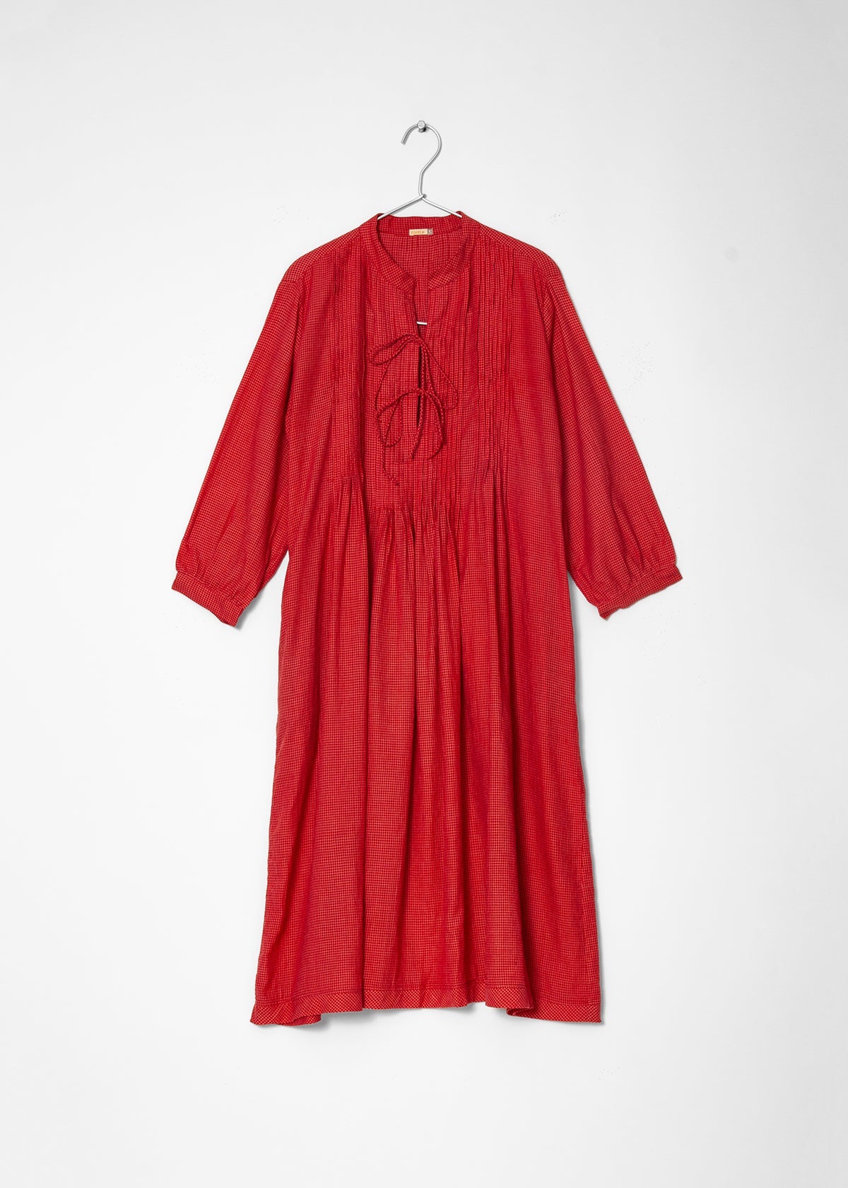 Aditi Tiny Checks Dress  - Red