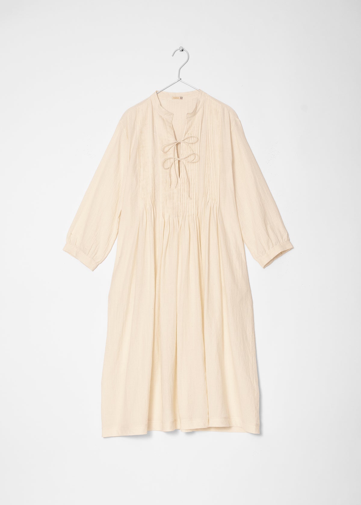 Aditi Tiny Checks Dress  - Natural