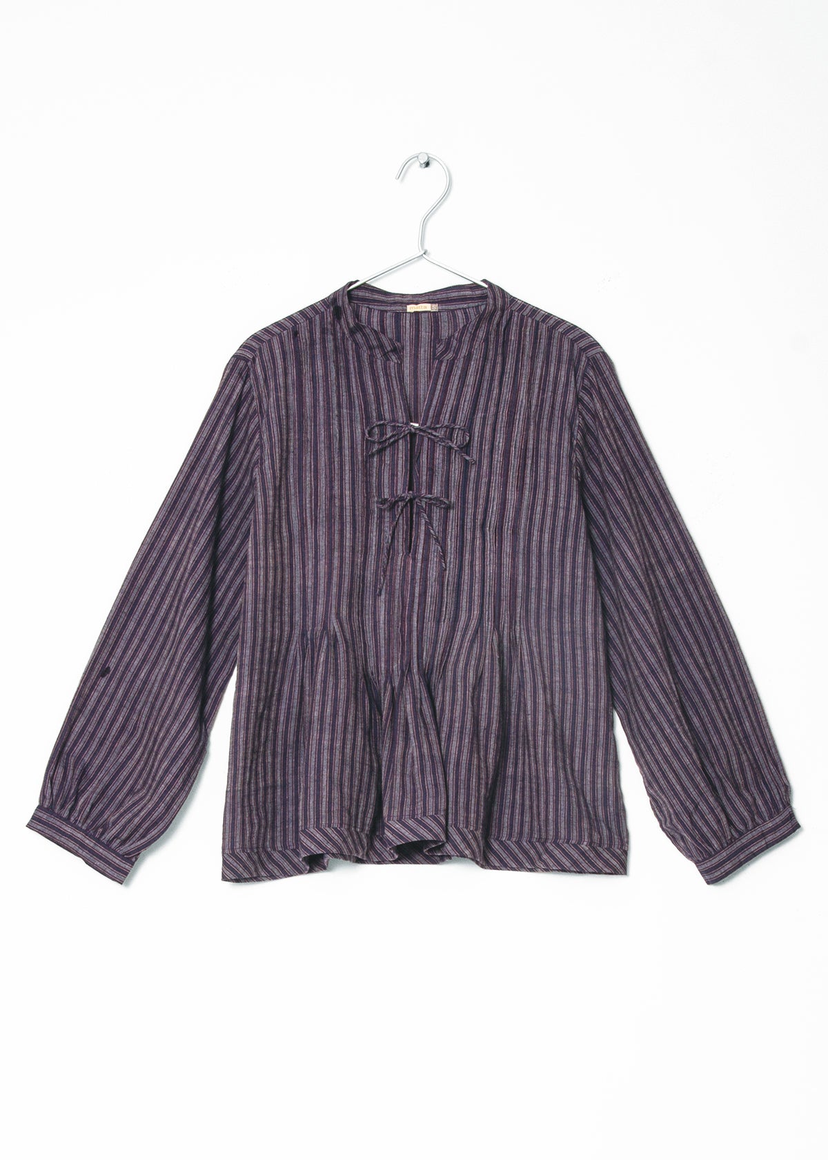 Alma Ticking Stripe Top - Blue/Maroon