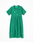 Dora Check Jamdani Dress - Mint