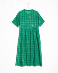 Dora Check Jamdani Dress - Mint
