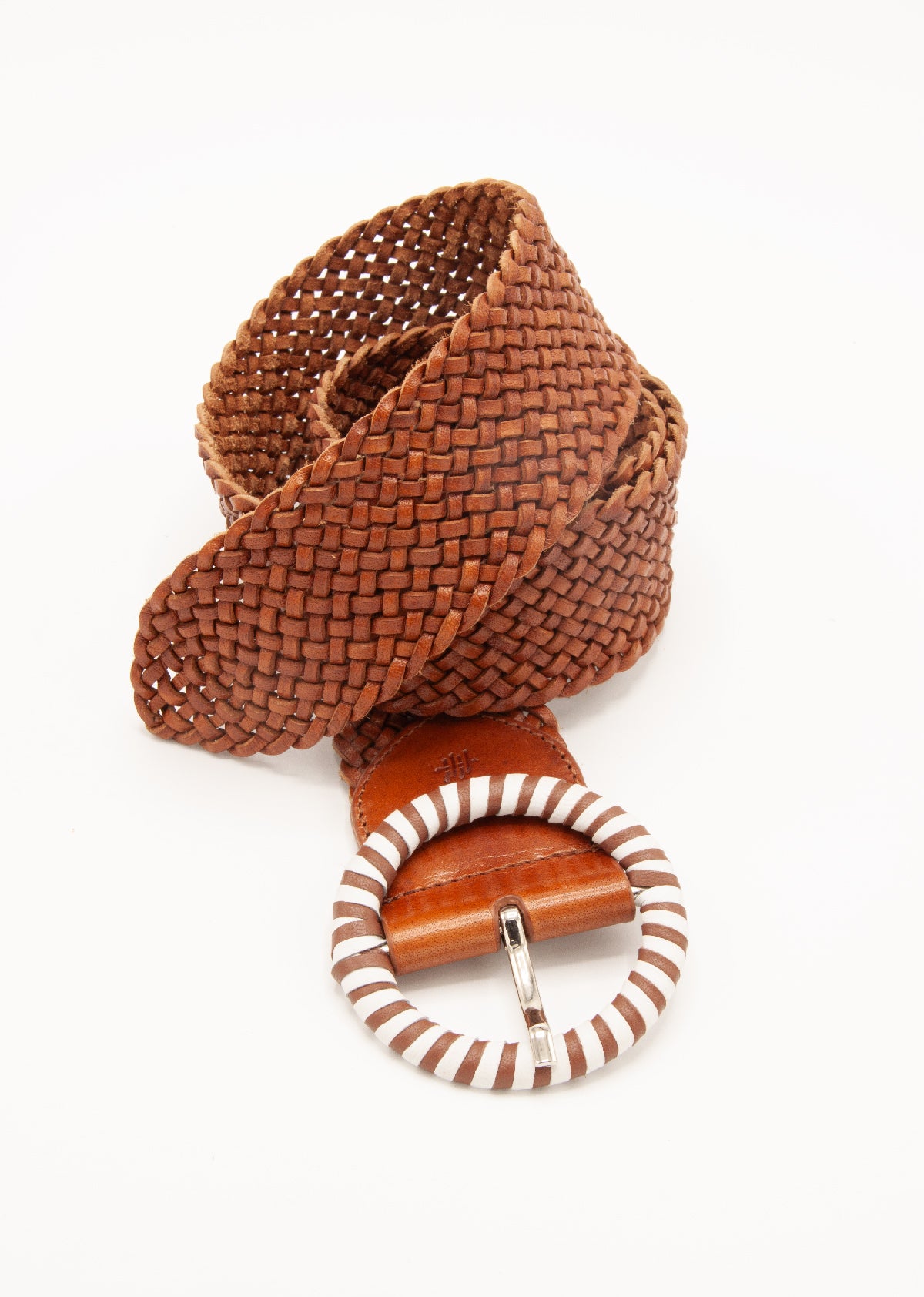 Dragon Diffusion Woven Wide Belt Tan/White