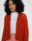 Hilma Hand Knit Alpaca Cardigan, Rust