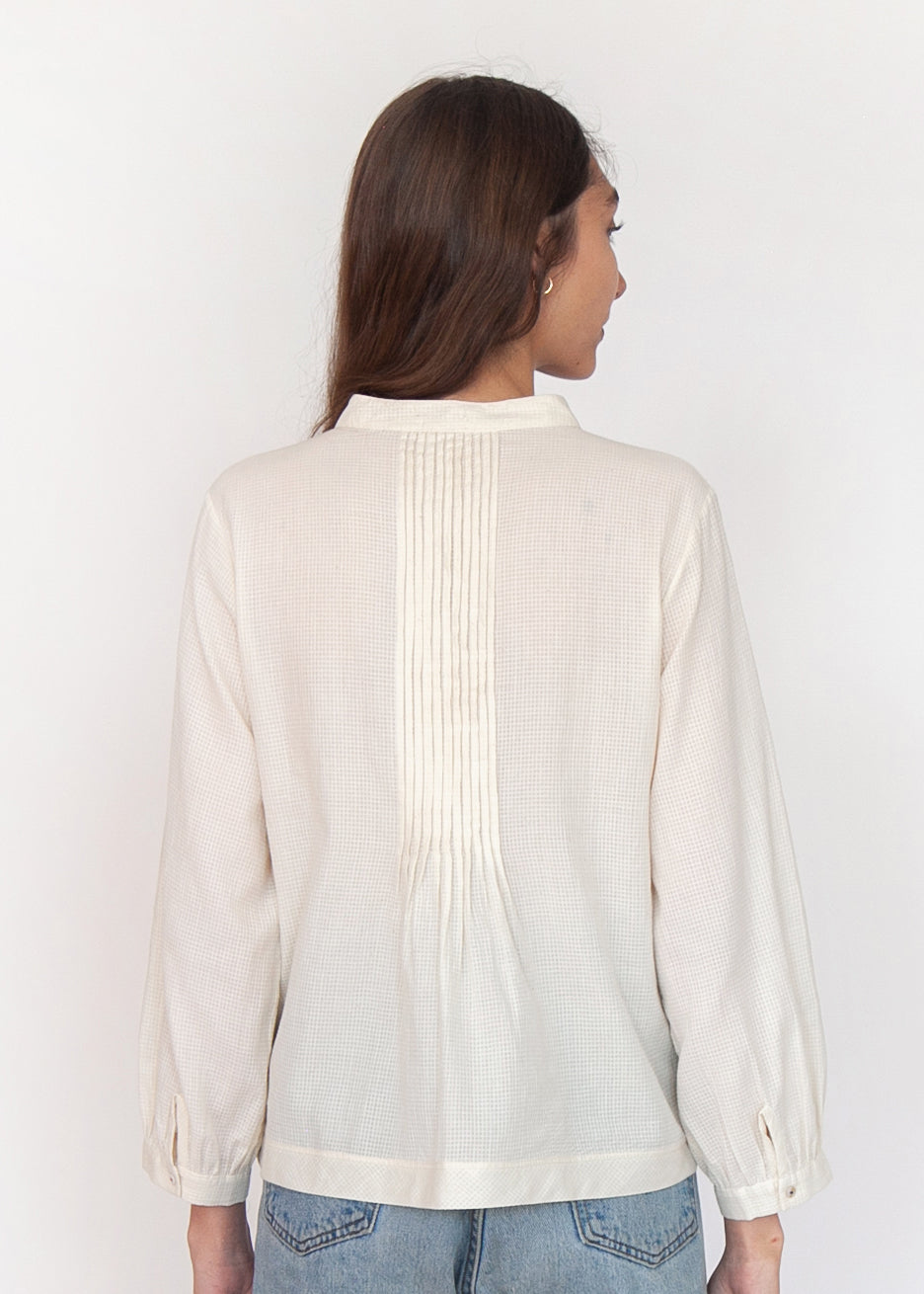 Alma Tiny Checks Top  - Natural