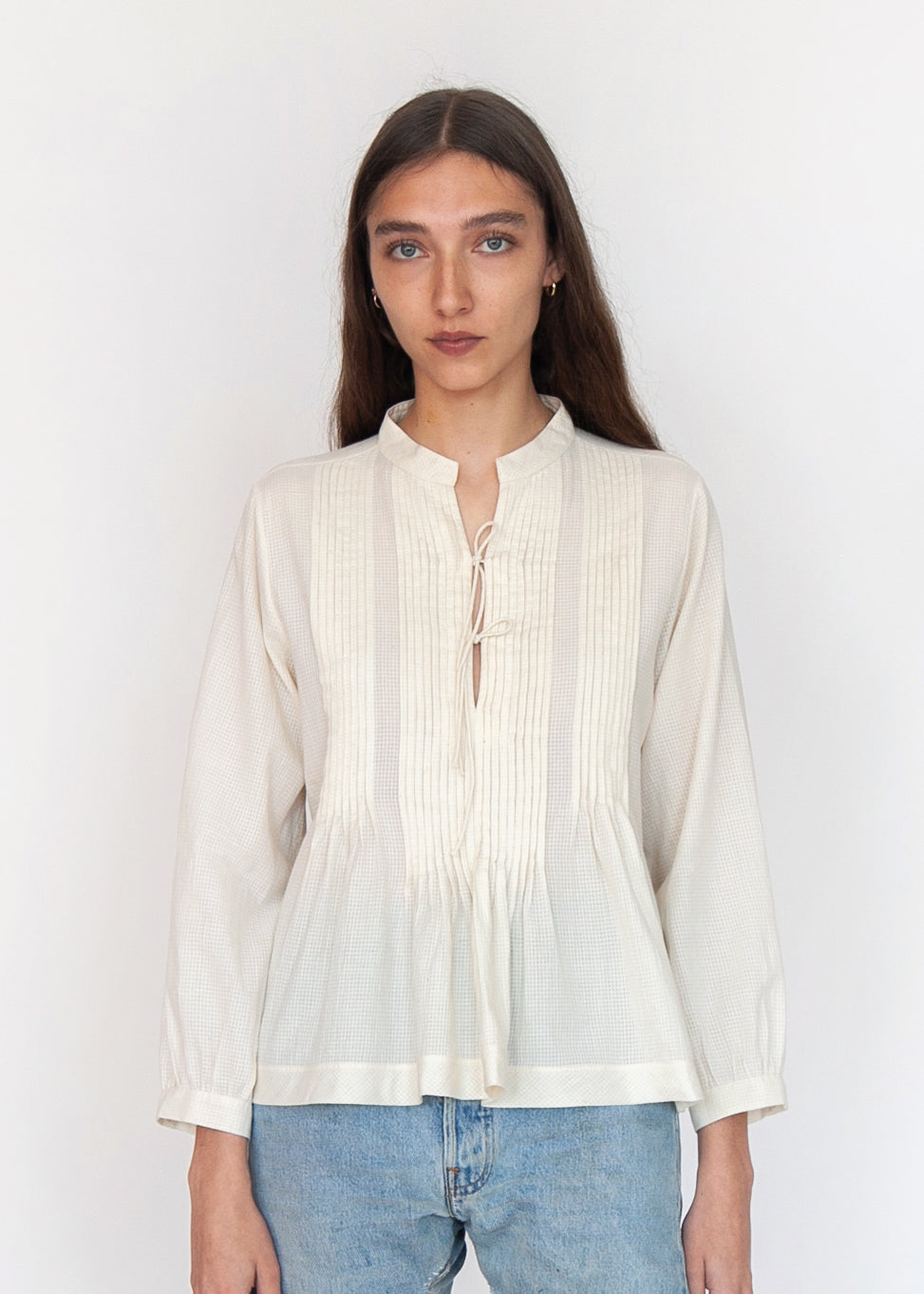 Alma Tiny Checks Top  - Natural