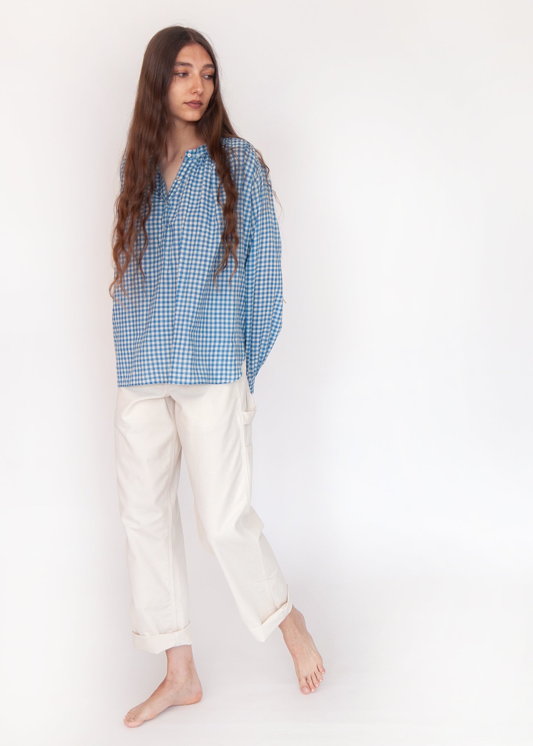 Bheeti Tie Dye Checks Top - Lake