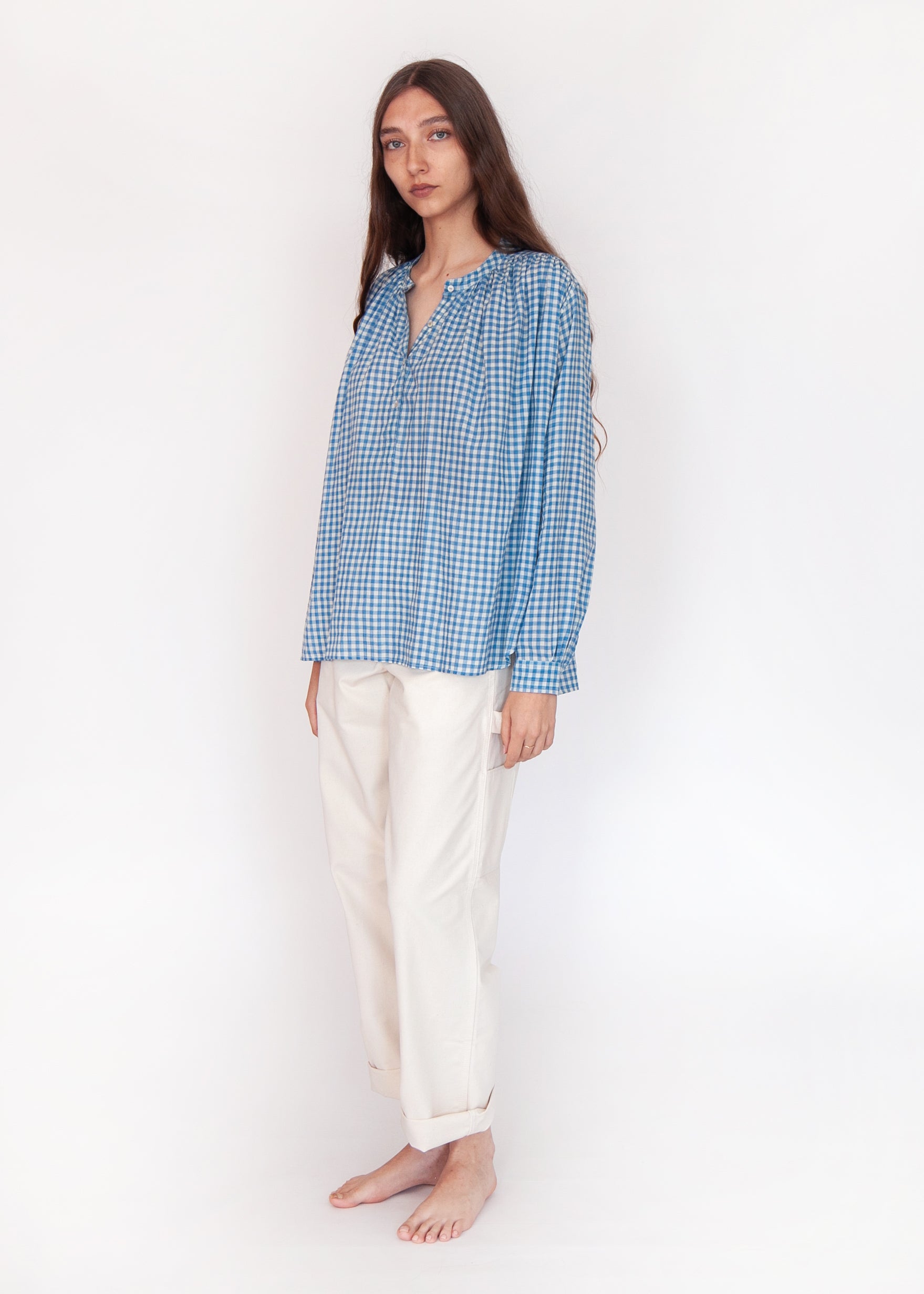 Bheeti Tie Dye Checks Top - Lake