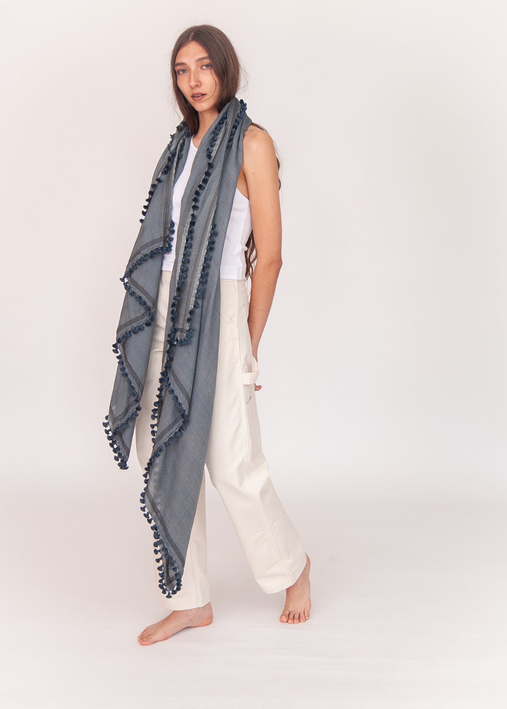 Dupatta Saaf Shiny Pin Stripes - North Sea