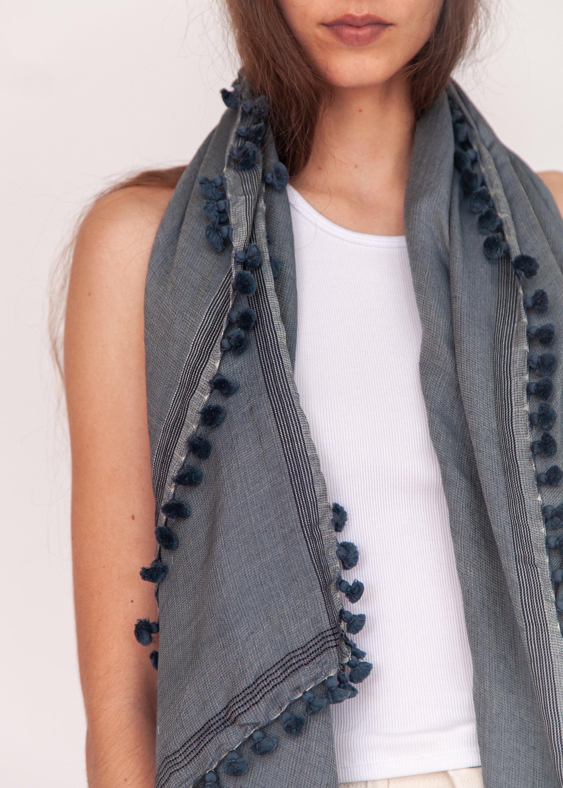 Dupatta Saaf Shiny Pin Stripes - North Sea