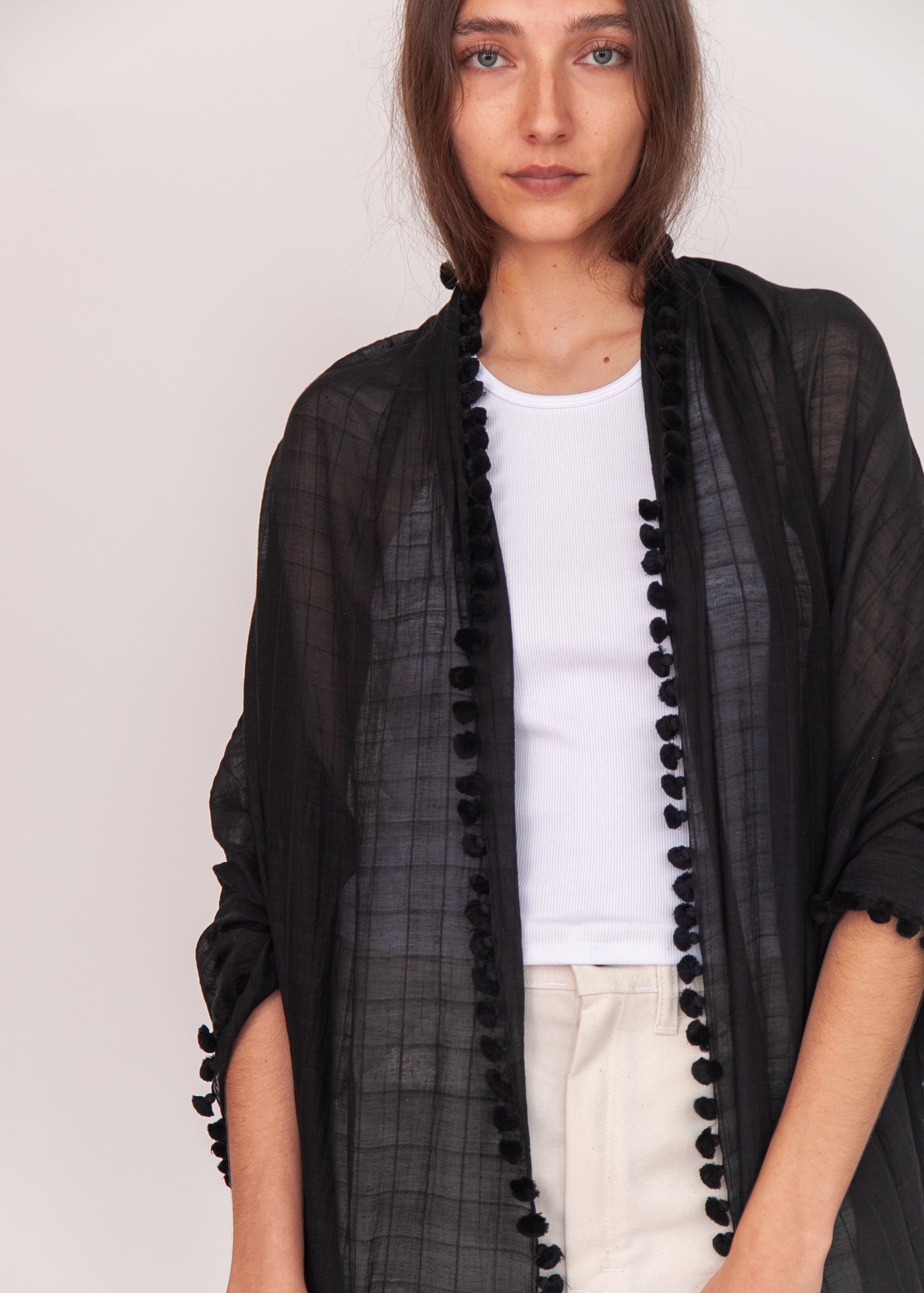 Dupatta Maira Woven Checks - Black