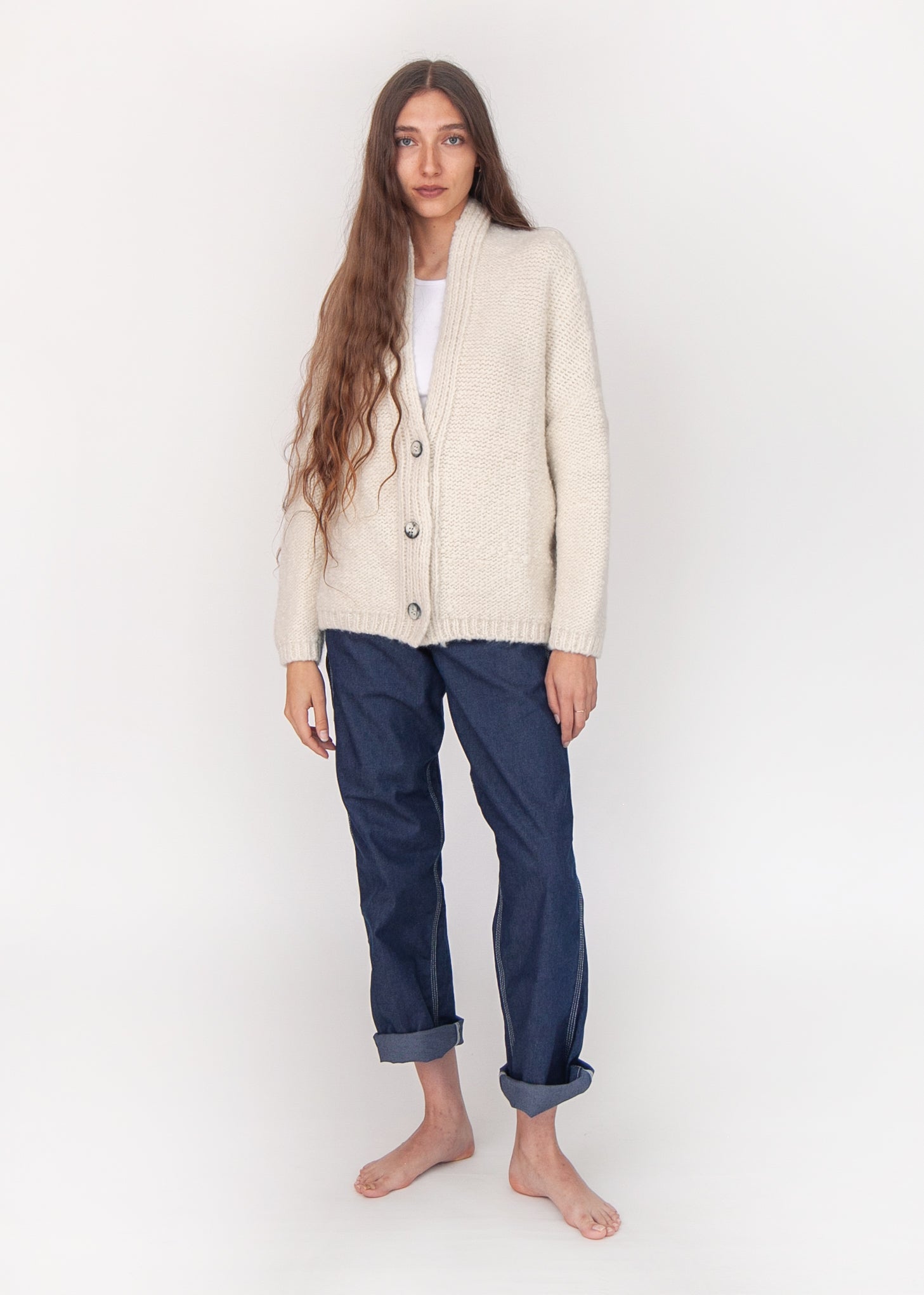 Huacaya Cardigan, Natural