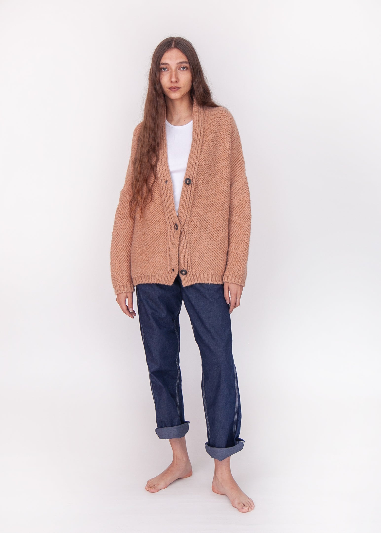 Huacaya Cardigan Peach