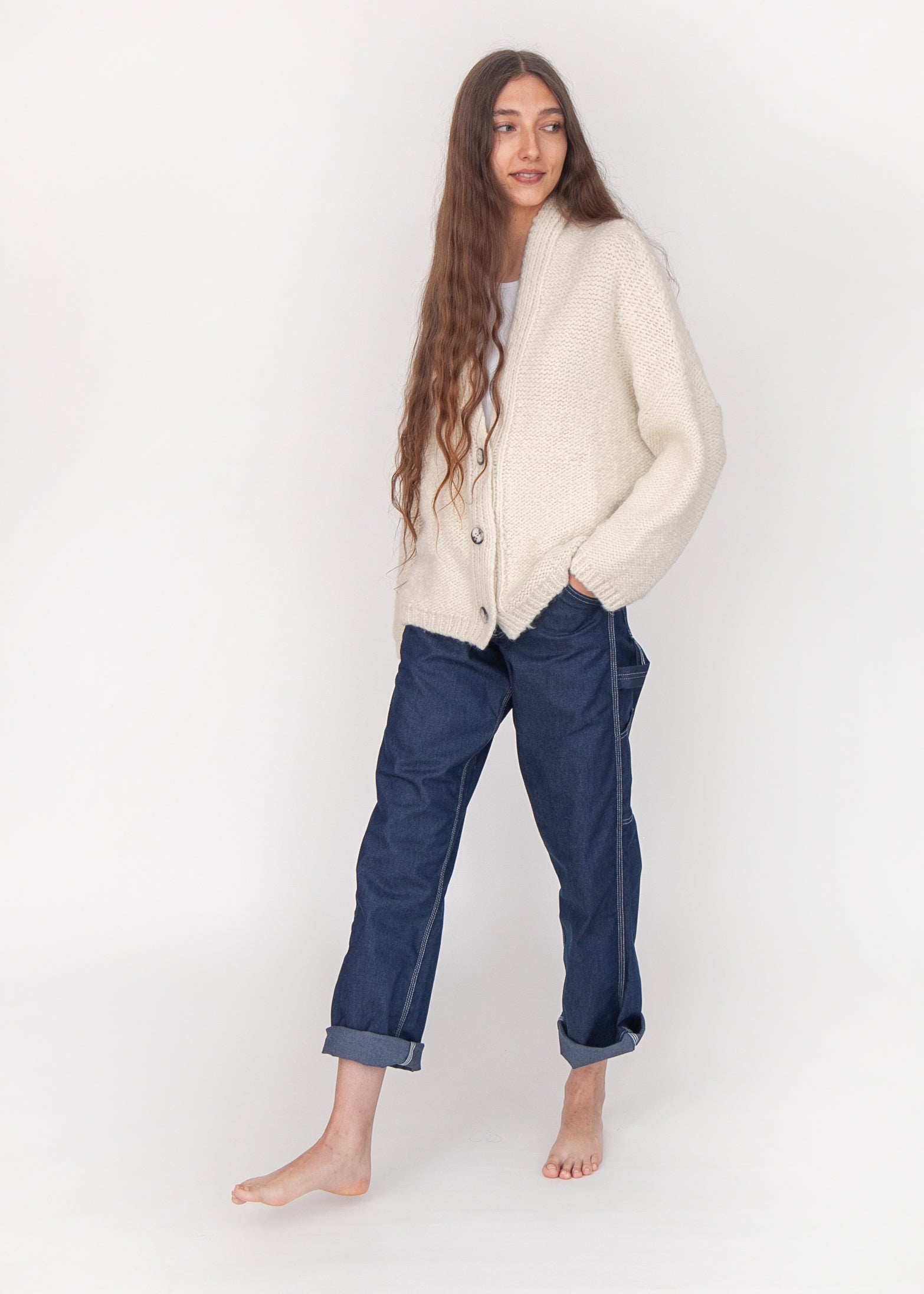 Huacaya Cardigan, Natural