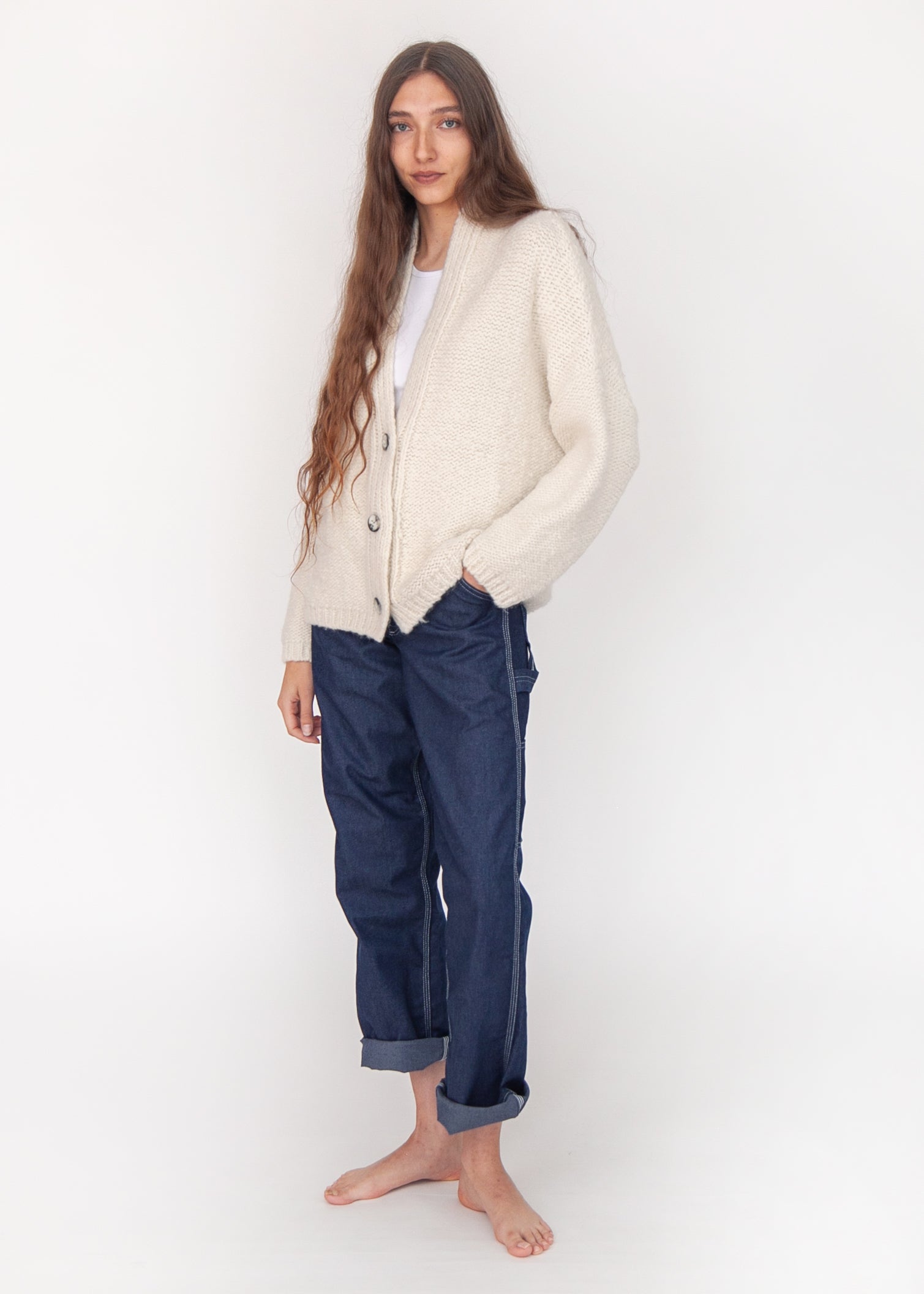 Huacaya Cardigan, Natural