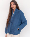 Andean Wool Bomber Cardi, Azul Claro