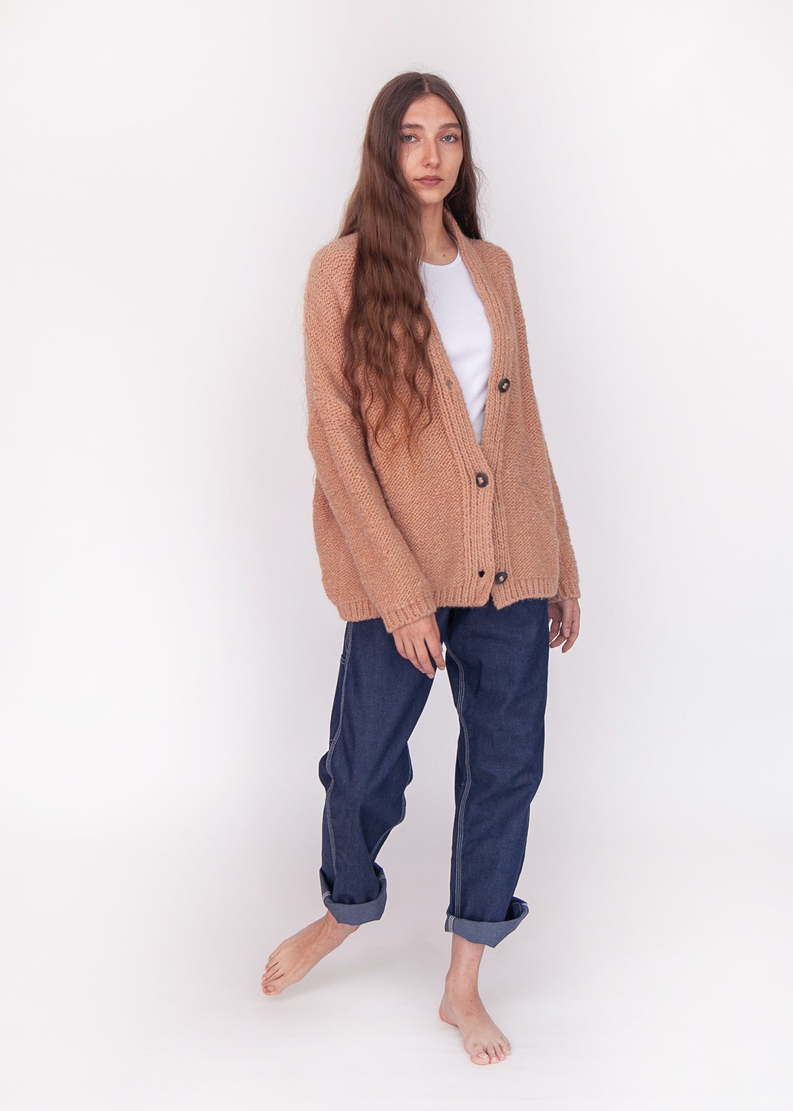 Huacaya Cardigan Peach