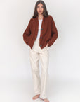 Andean Wool Bomber Cardi, Castaña