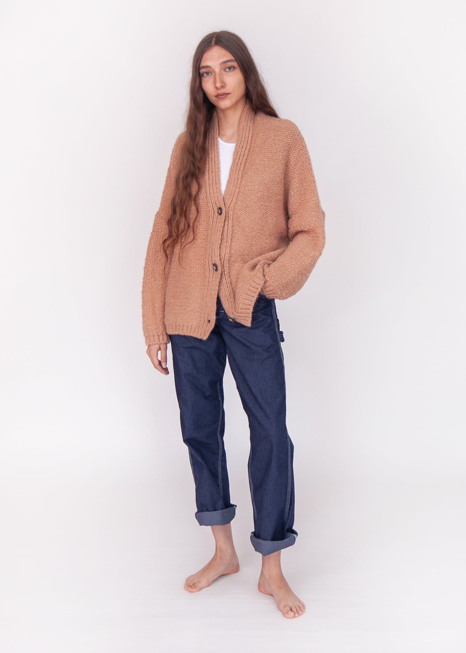 Huacaya Cardigan Peach