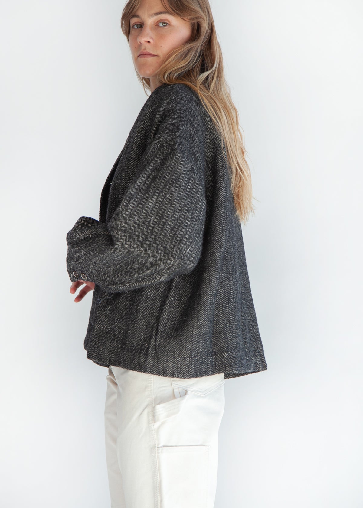 Ichi Antiquites Herringbone Jacket - Black