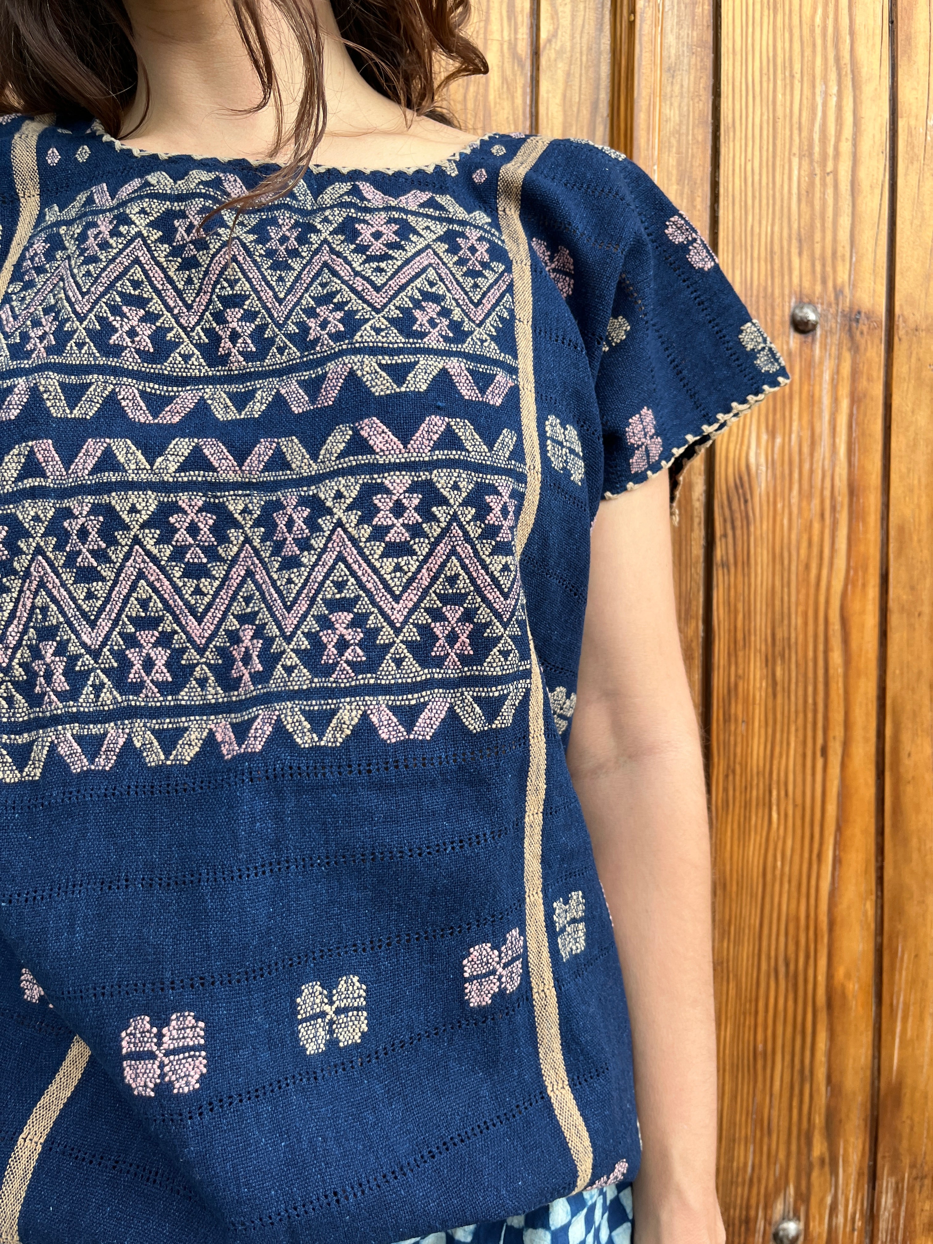 Amuzgo Top Natural Indigo