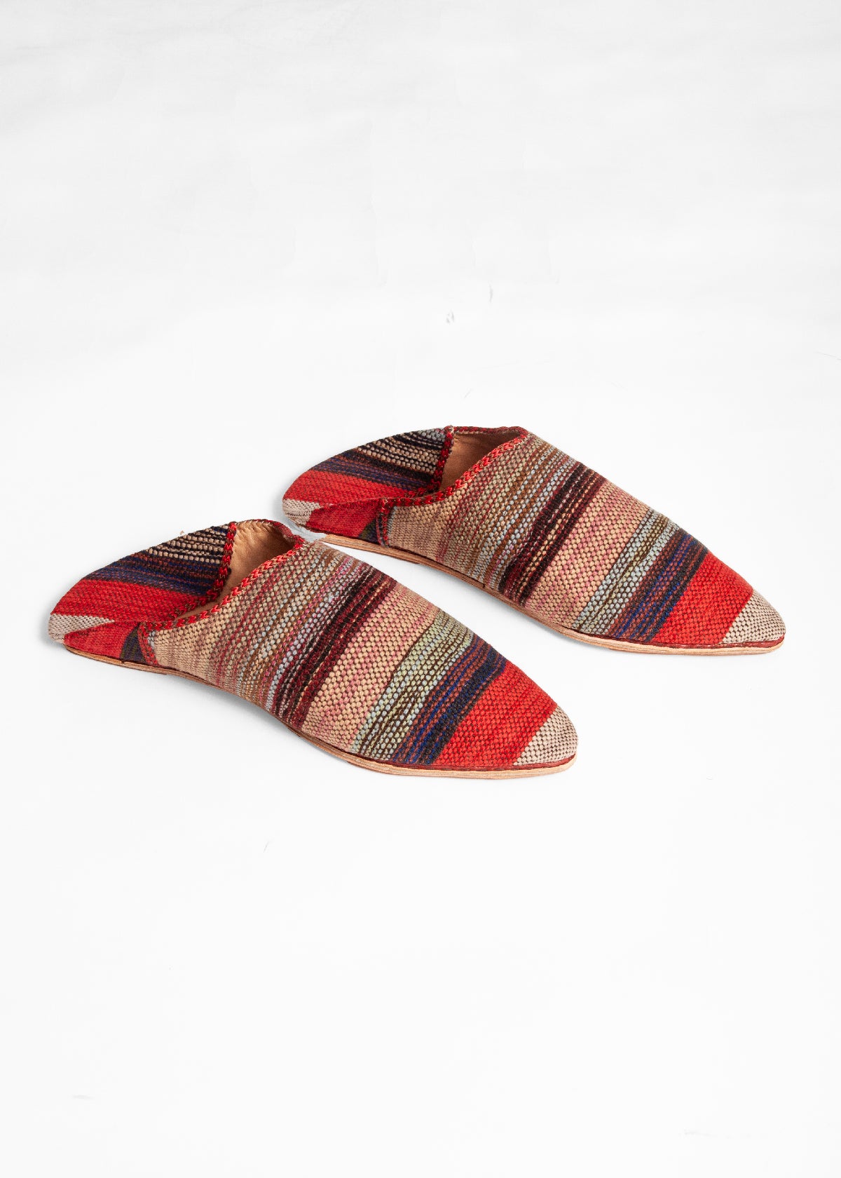 Moroccan Boujad Pointed Babouche Slippers - Atlas Stripe