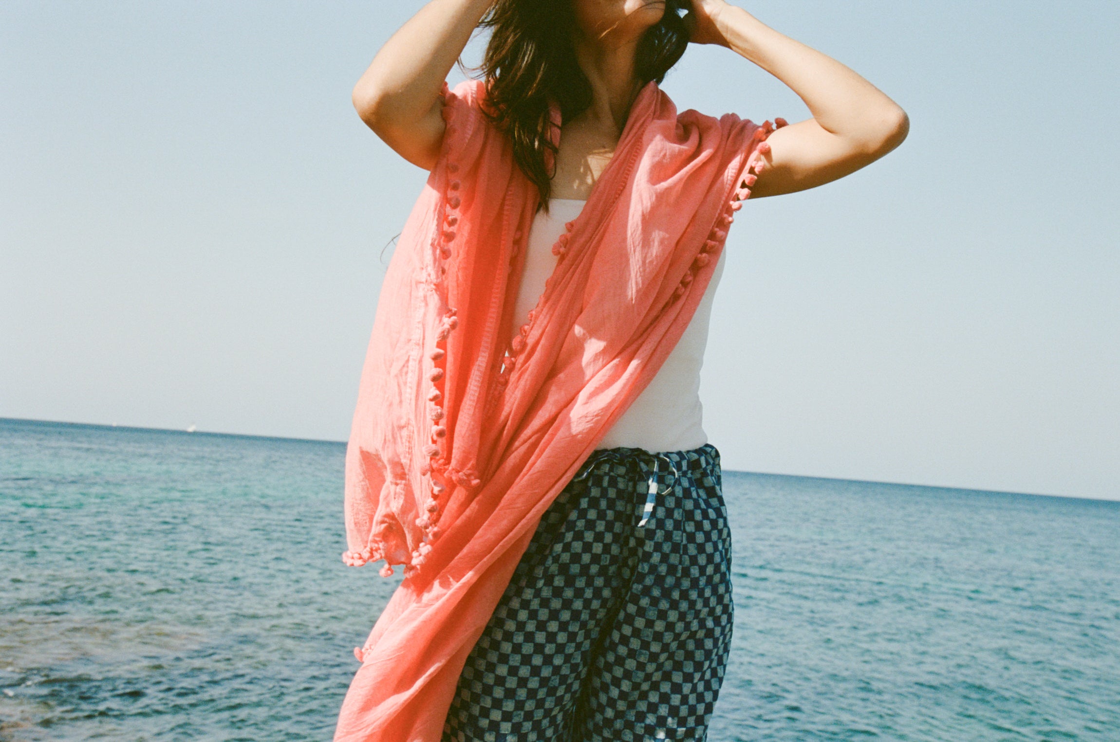 Dupatta Plain Shawl, Coral