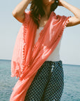 Dupatta Plain Shawl, Coral