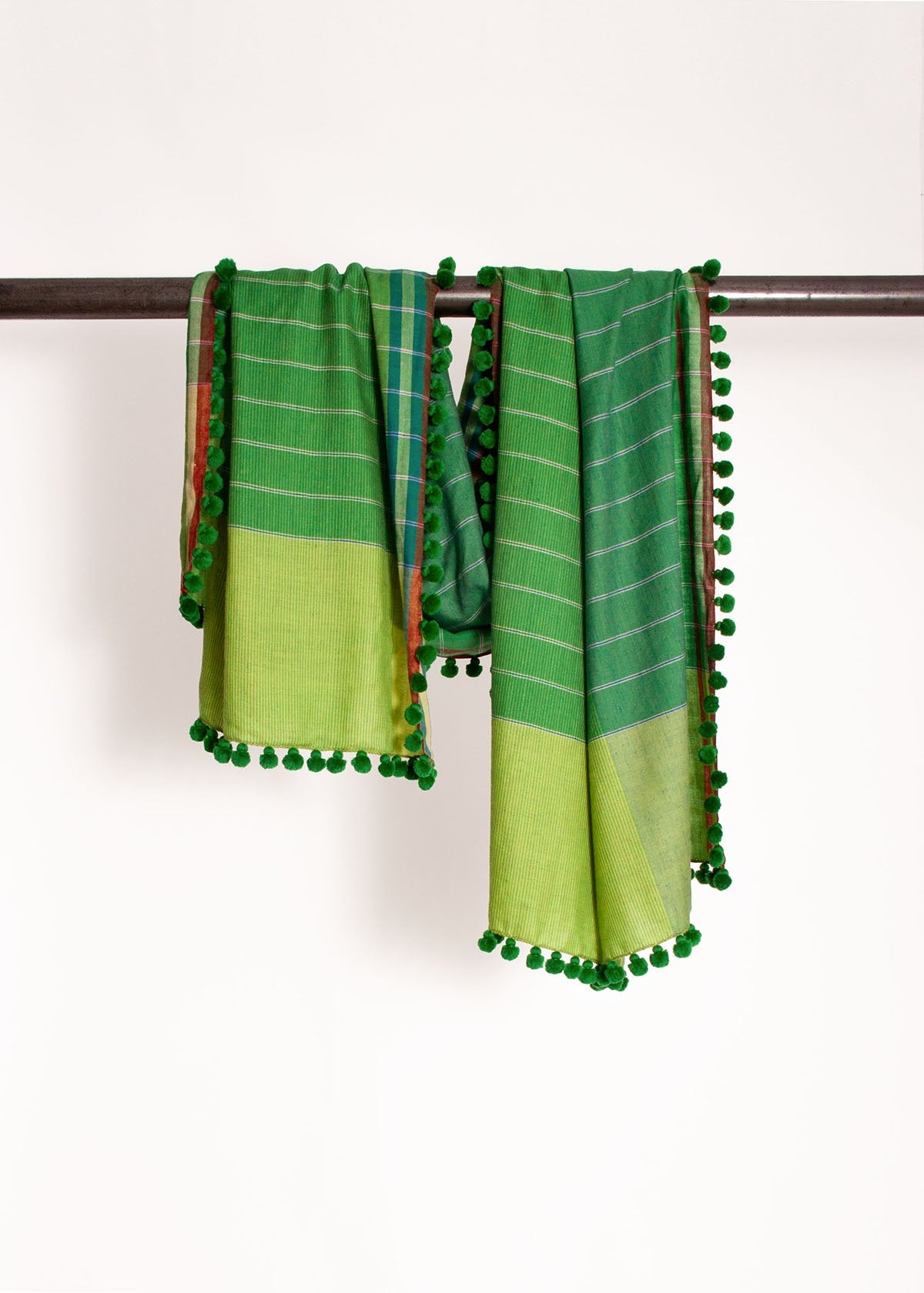Dupatta Noor Special Shawl - Greens Multi Stripes