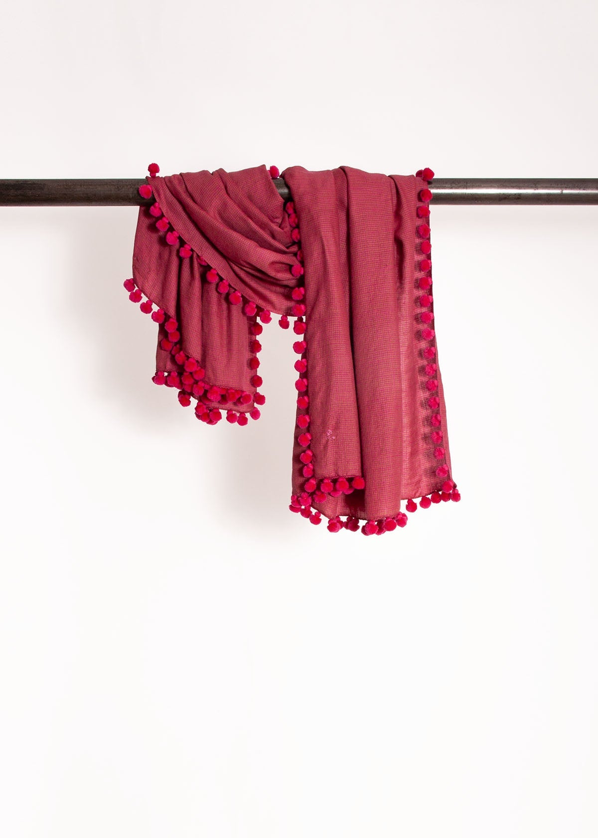 Dupatta Noor Special Shawl - Toosh/Fuchsia Tiny Checks Pattern