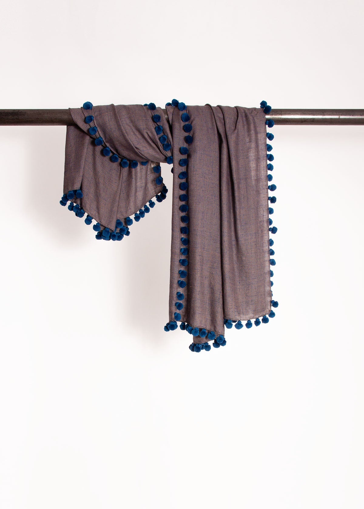 Dupatta Noor Special Shawl - Toosh/Blue Tiny Checks Pattern