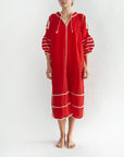 Sirena Dress Long Sleeves - Natural on Red