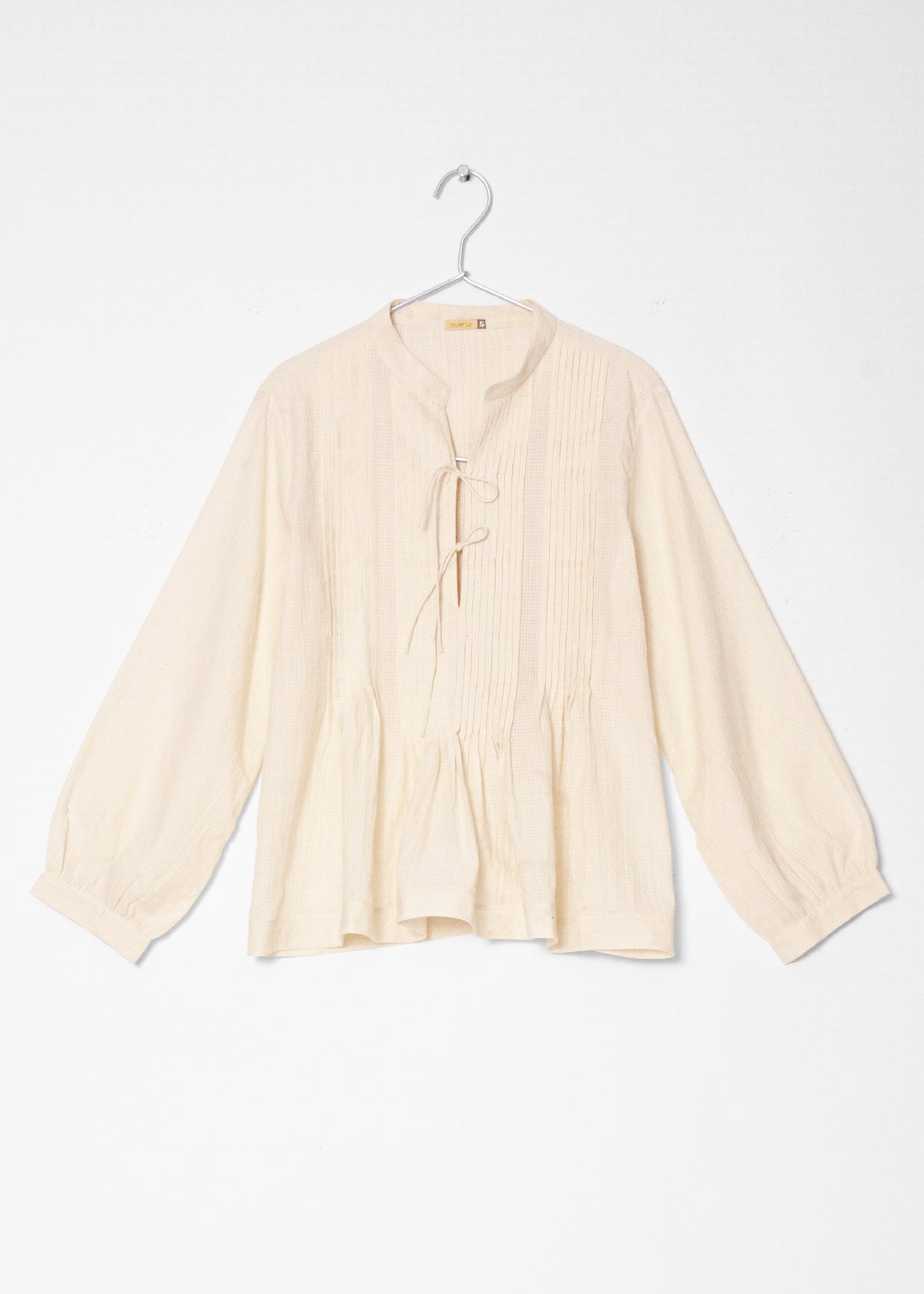 Alma Tiny Checks Top  - Natural