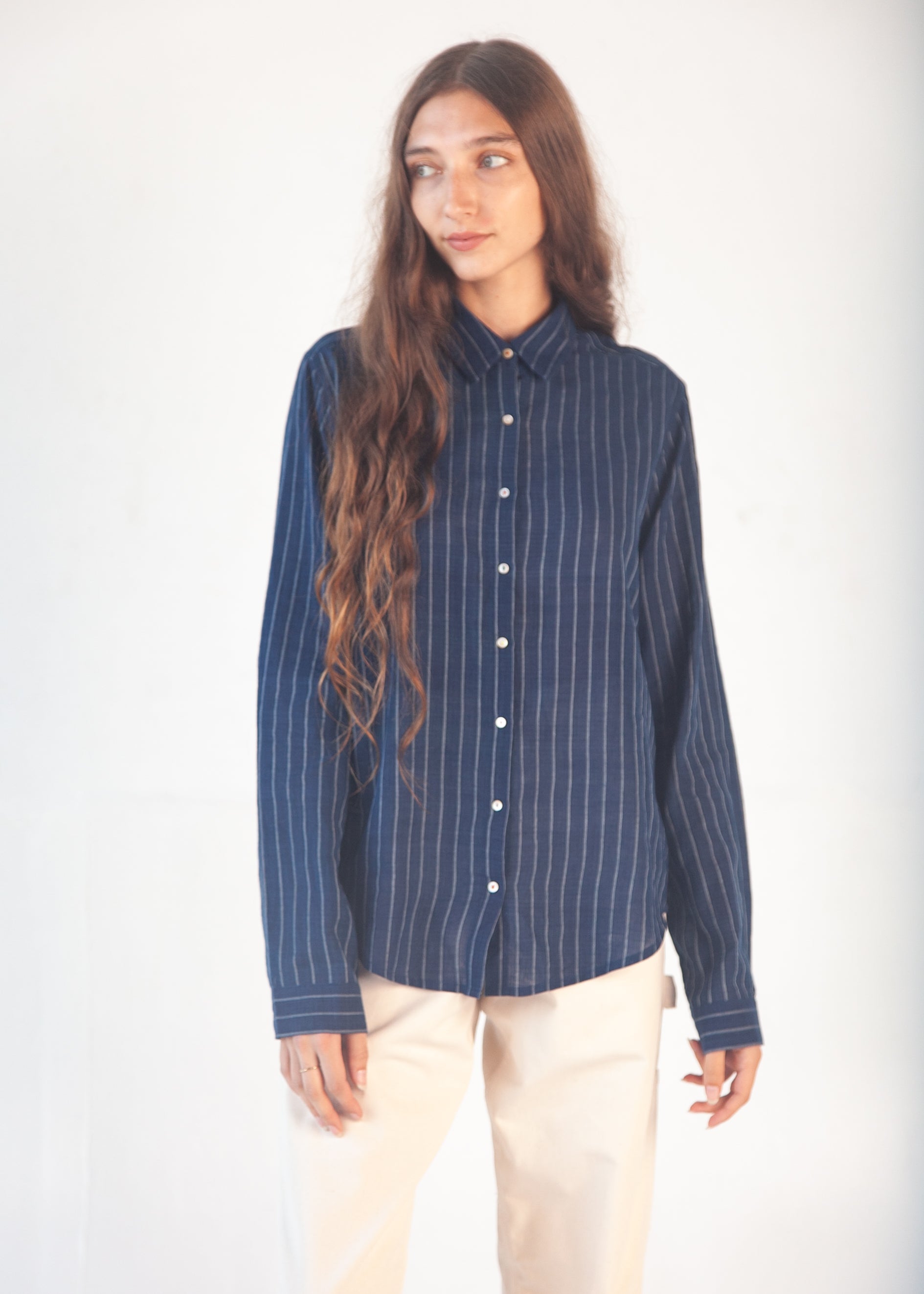 Rosa Double Stripe Top - Natural Indigo