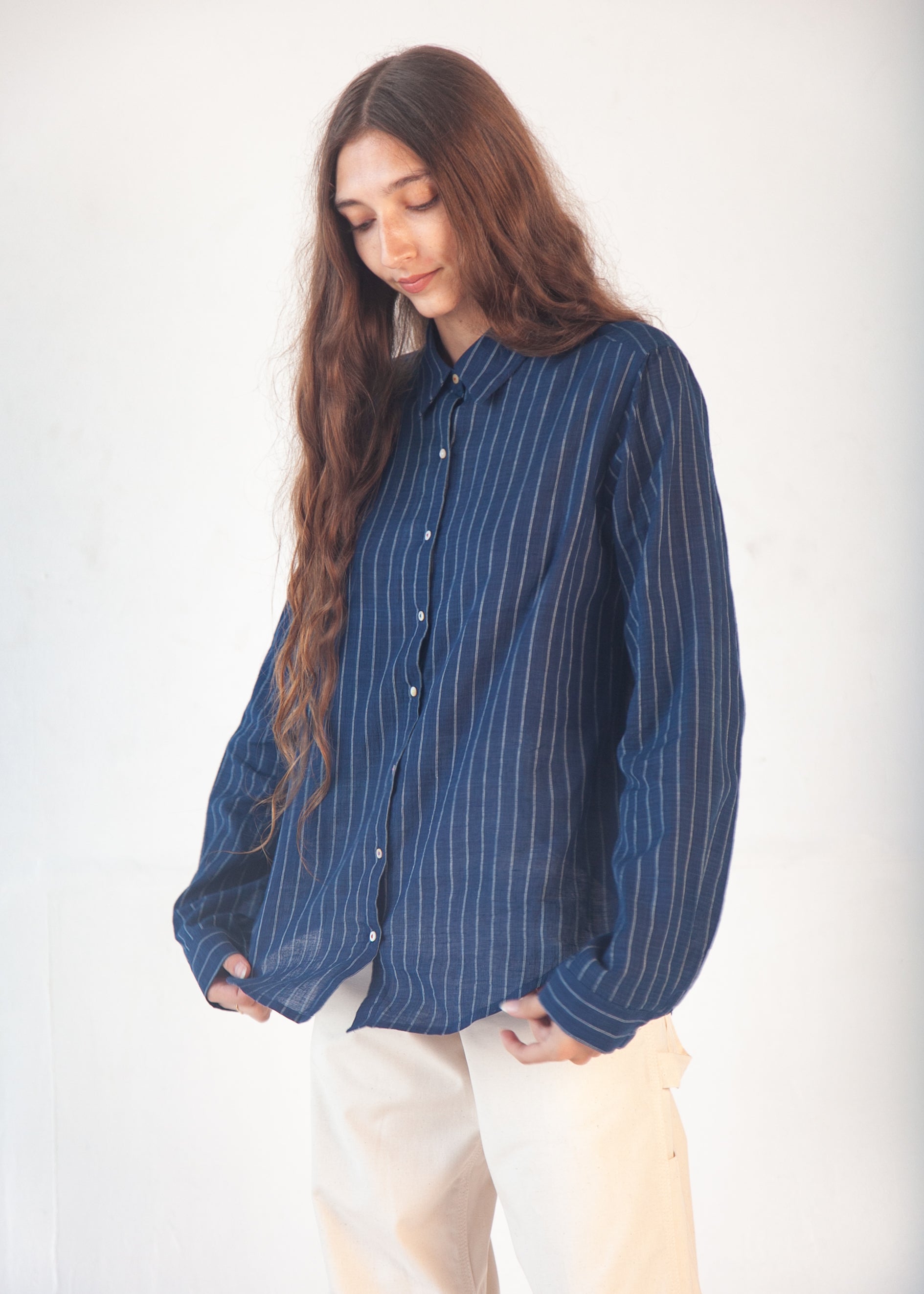 Rosa Double Stripe Top - Natural Indigo