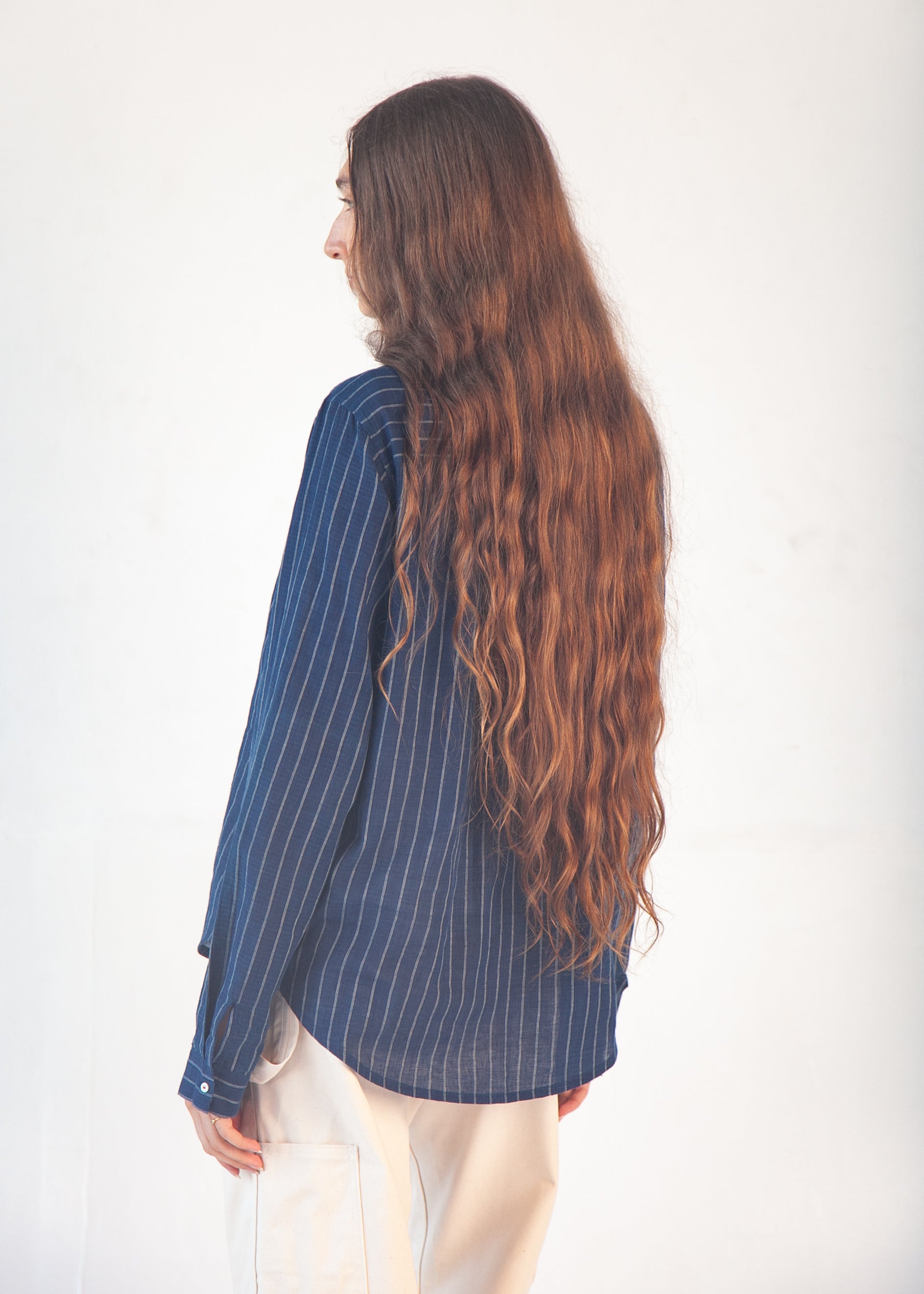 Rosa Double Stripe Top - Natural Indigo