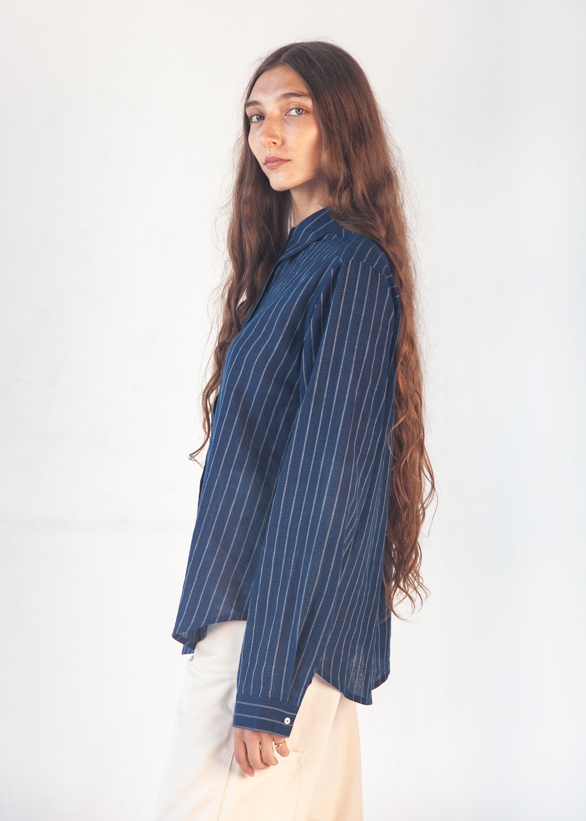 Rosa Double Stripe Top - Natural Indigo