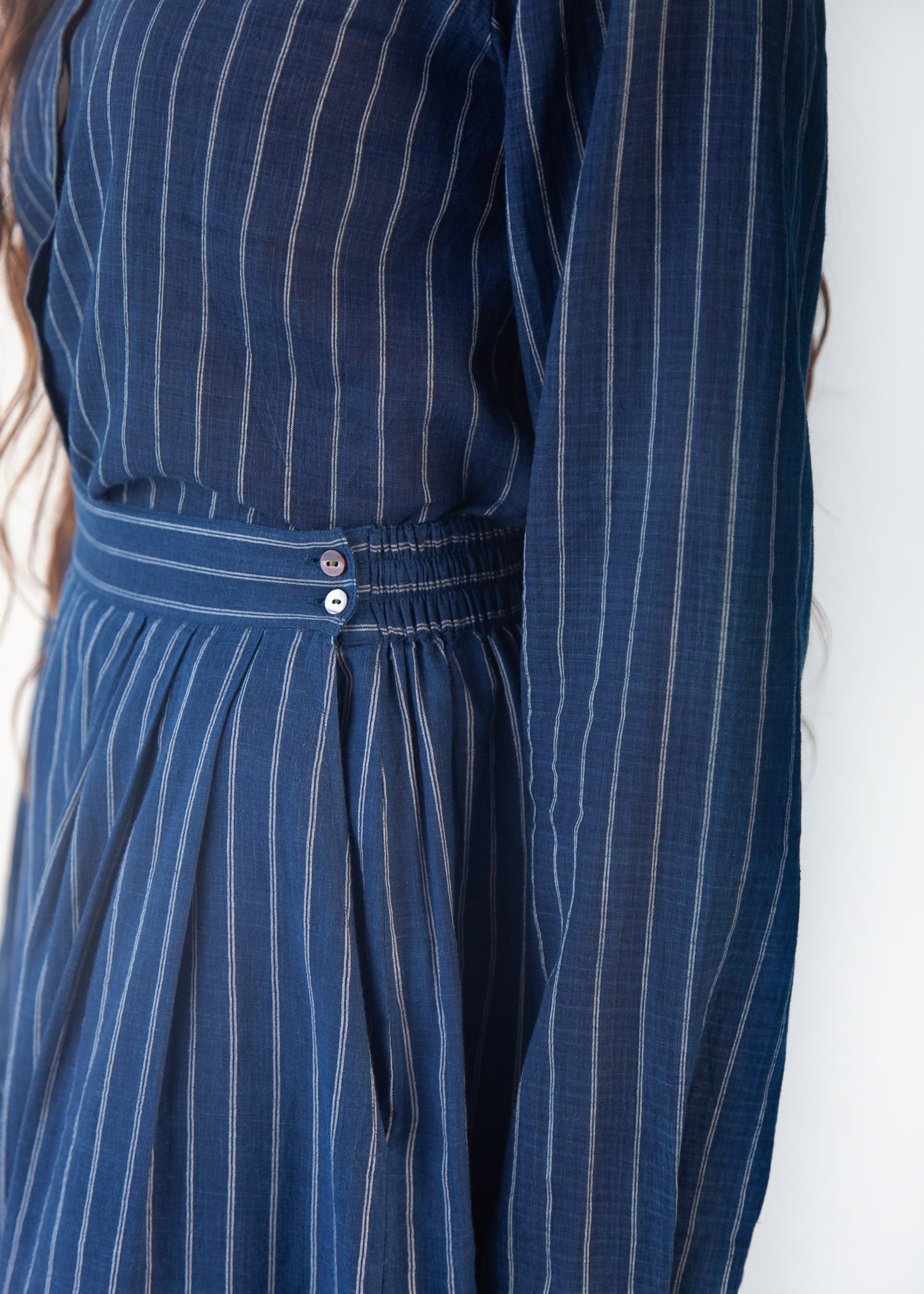 Danae Double Stripe Skirt Pant - Natural Indigo