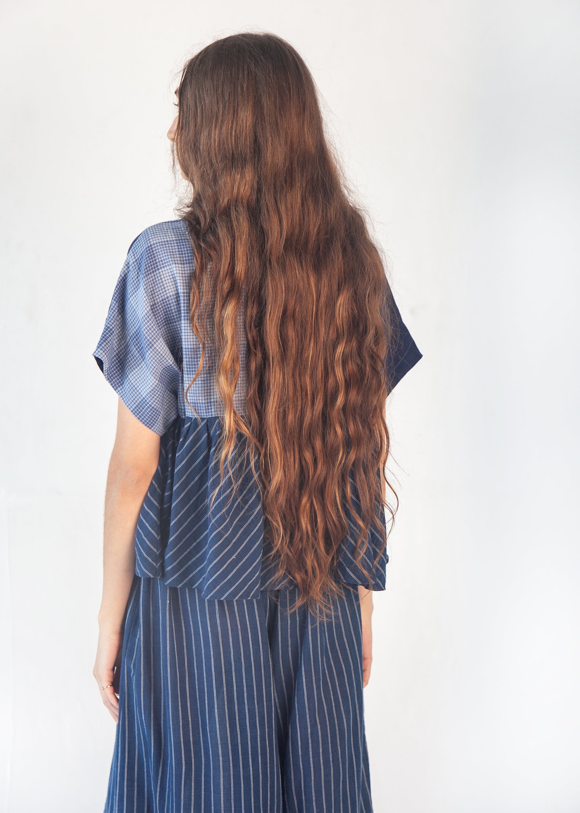 Danae Double Stripe Skirt Pant - Natural Indigo