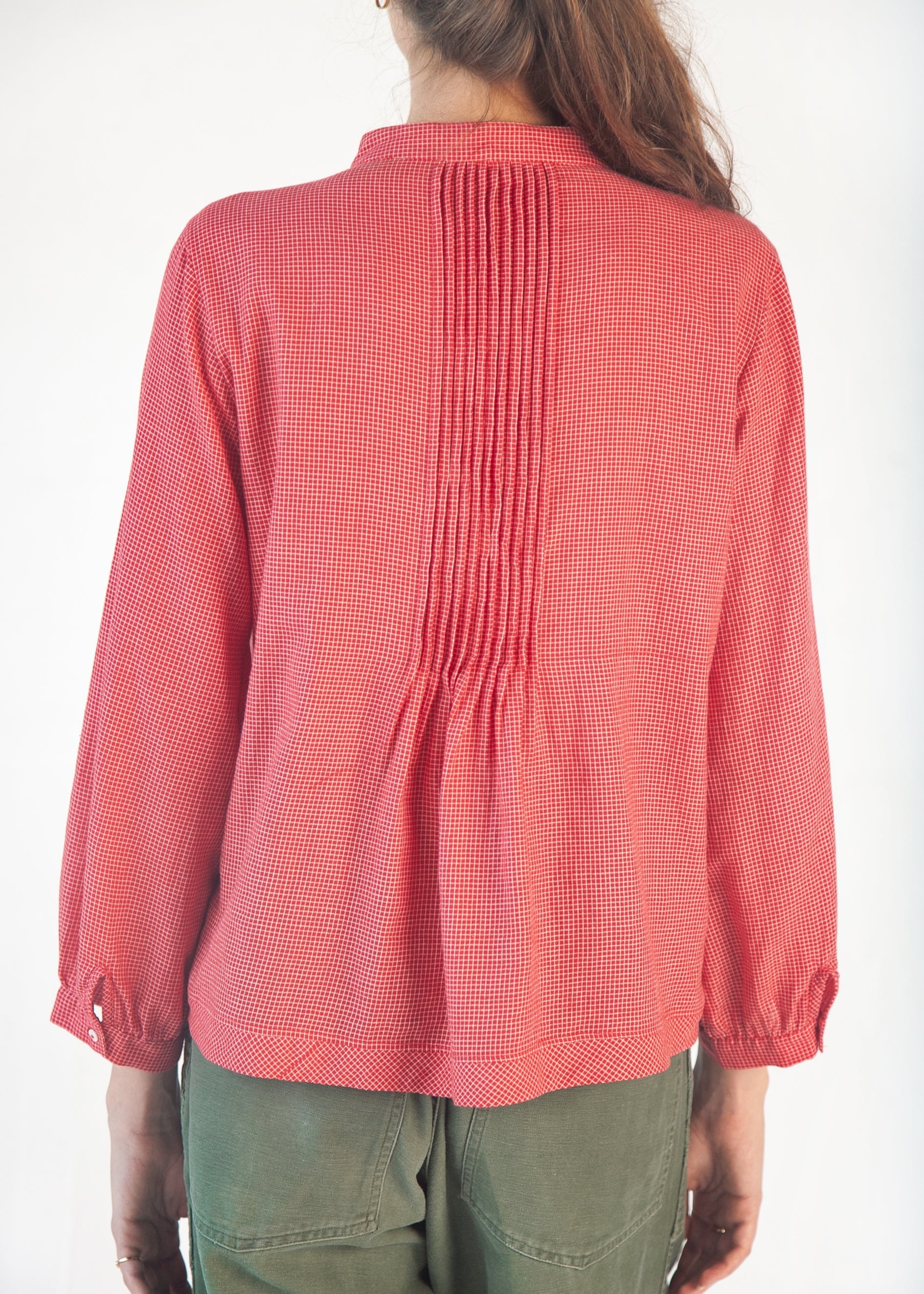 Alma Tiny Checks Top - Red