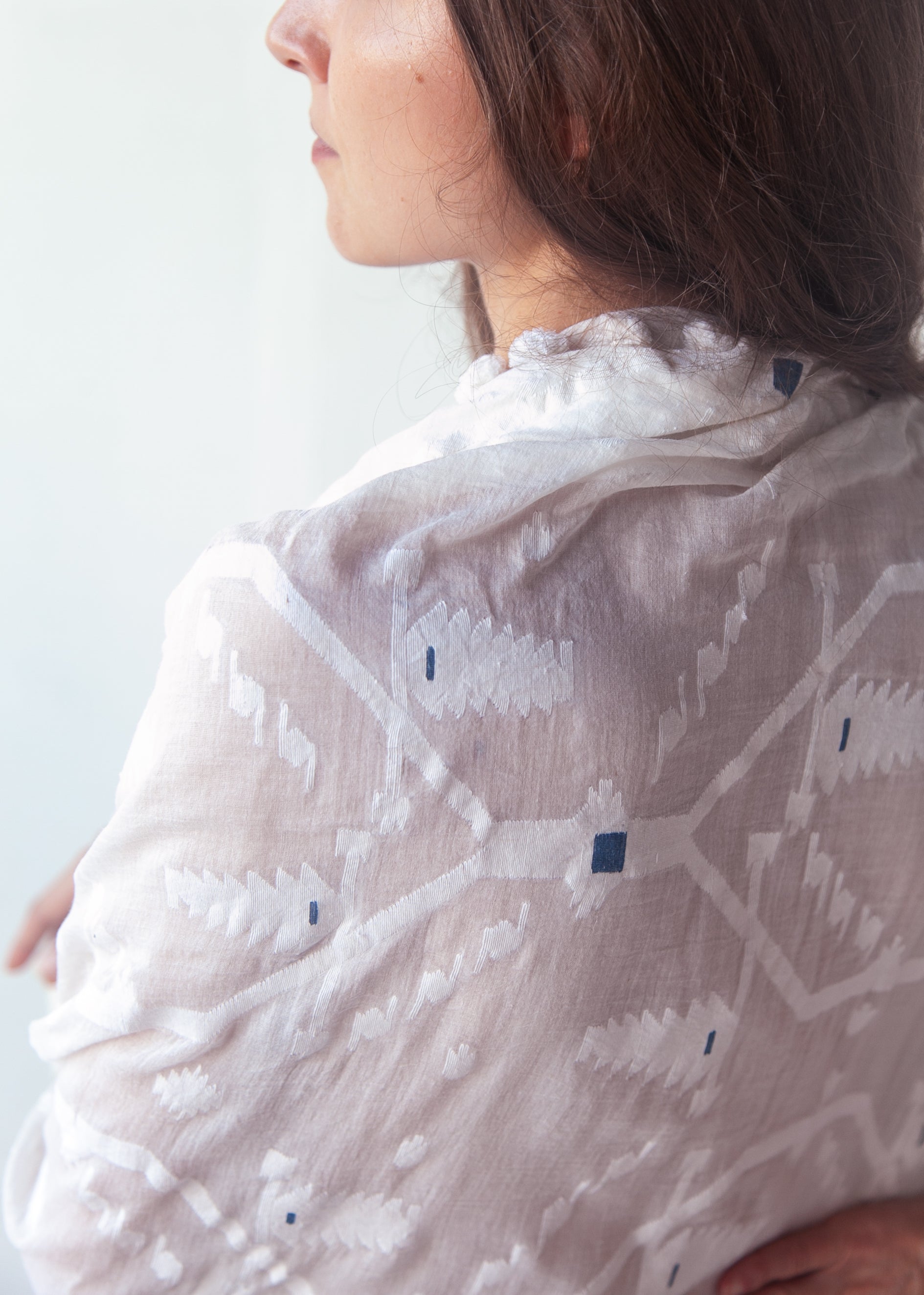 Dupatta Amrita Jamdani - White