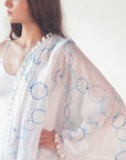 Dupatta Meha Hand Painted - Blue Dots