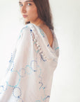 Dupatta Meha Hand Painted - Blue Dots