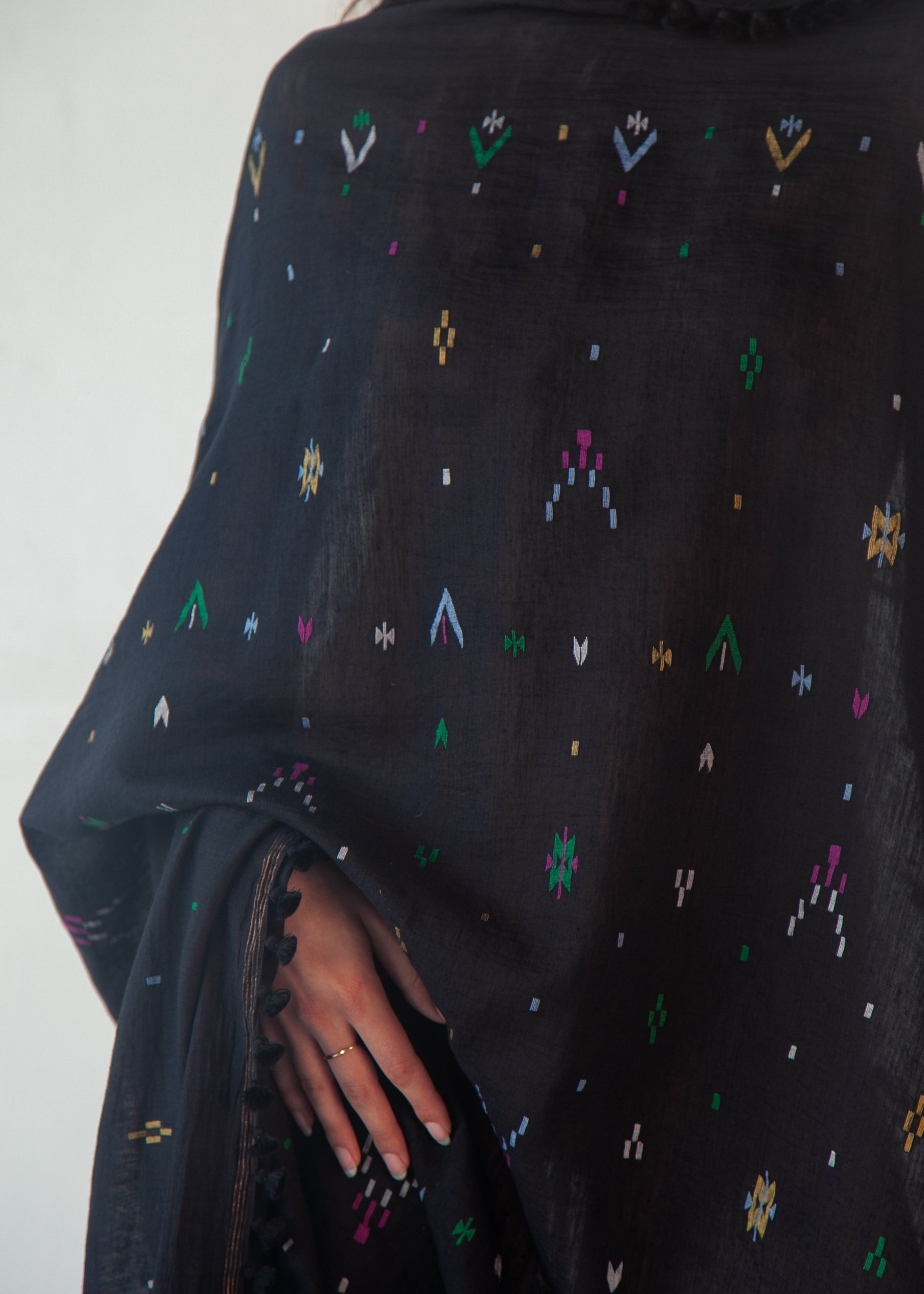 Dupatta Fragment Jamdani - Black