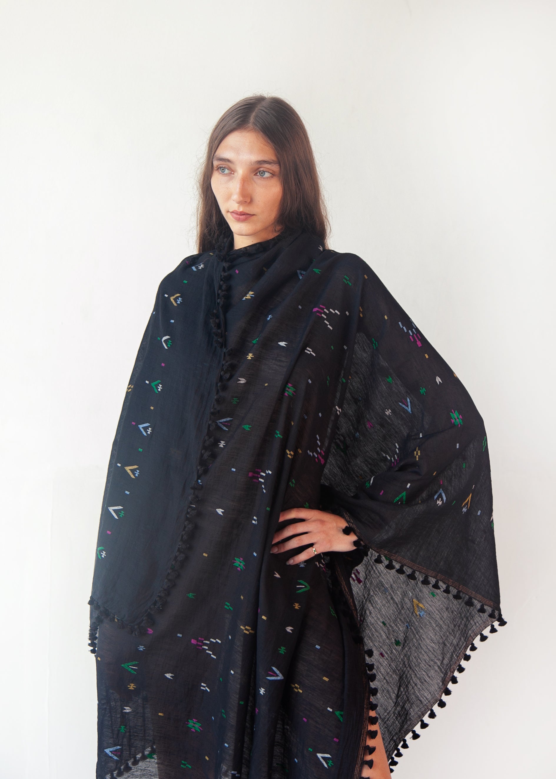 Dupatta Fragment Jamdani - Black