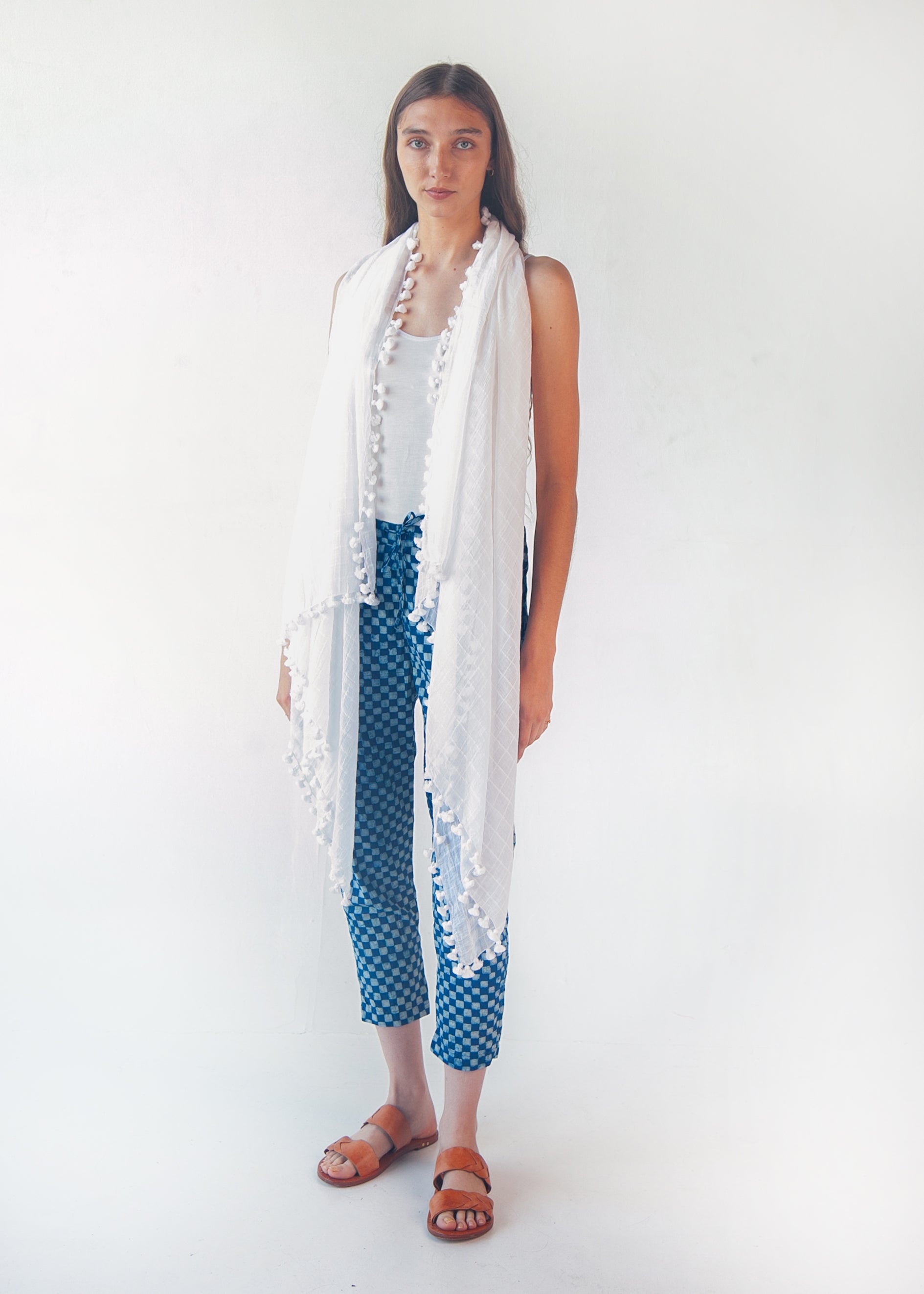 Dupatta Maira Woven Checks - White