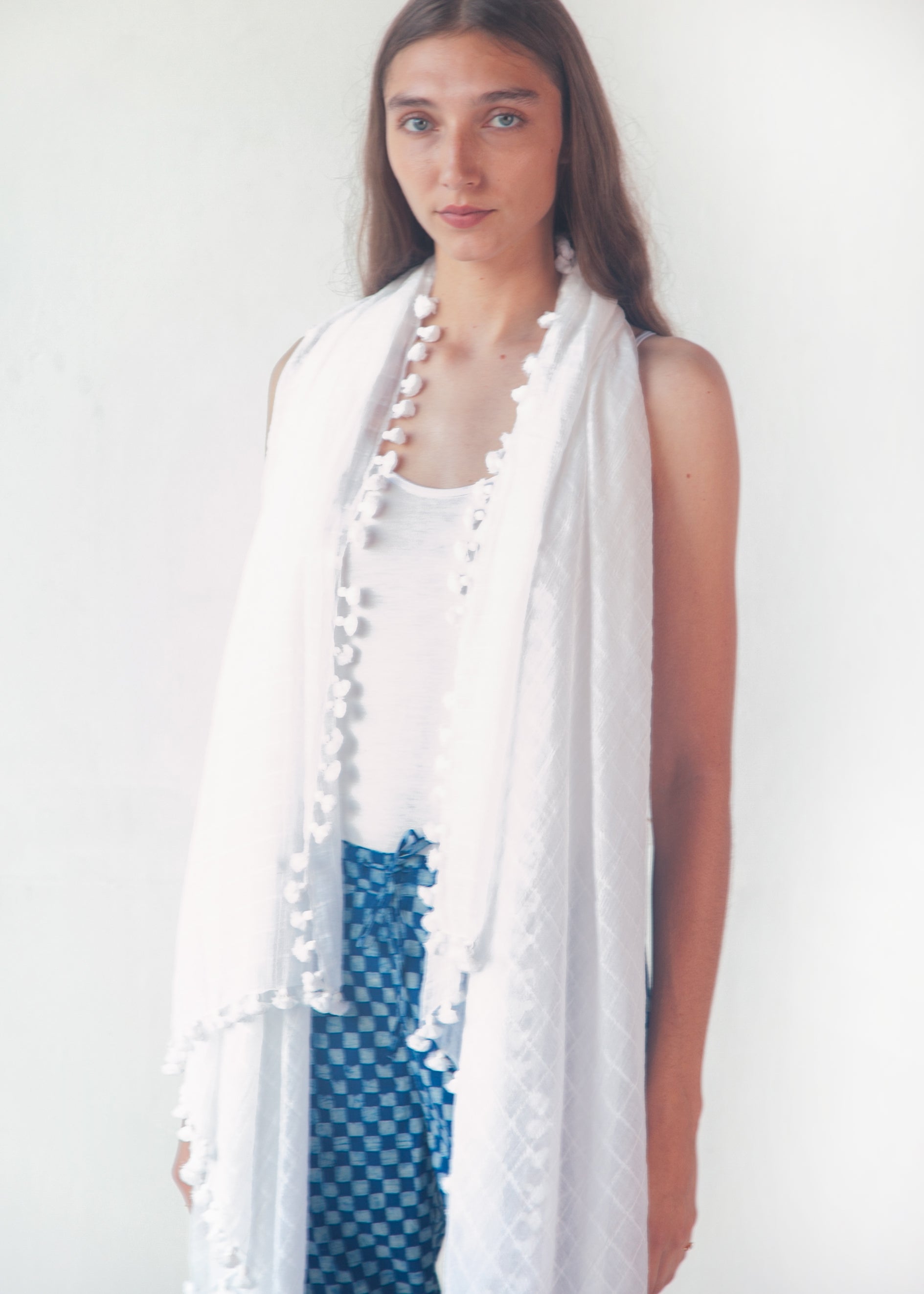 Dupatta Maira Woven Checks - White